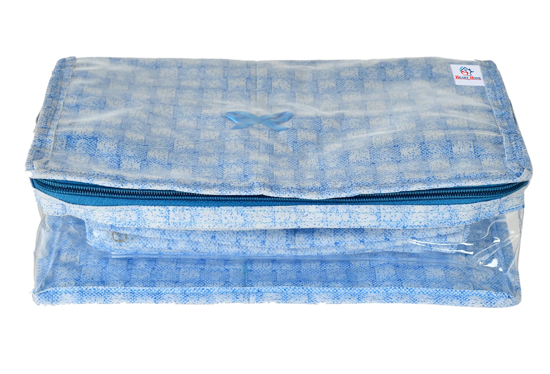 Heart Home Check Design Laminated PVC Multipurpose Jewellery Storage Bag/Travel Kit With 13 Tranasparent Pouches- Pack of 2 (Blue)-HS_38_HEARTH21260 - view 2