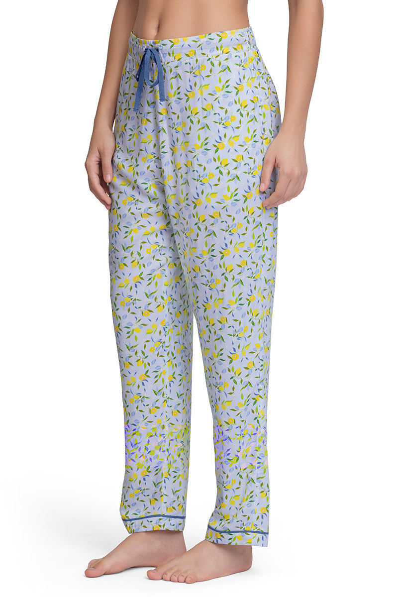 Amante Full Length Pyjama Bottom - Lemon Leaf Pr - view 3