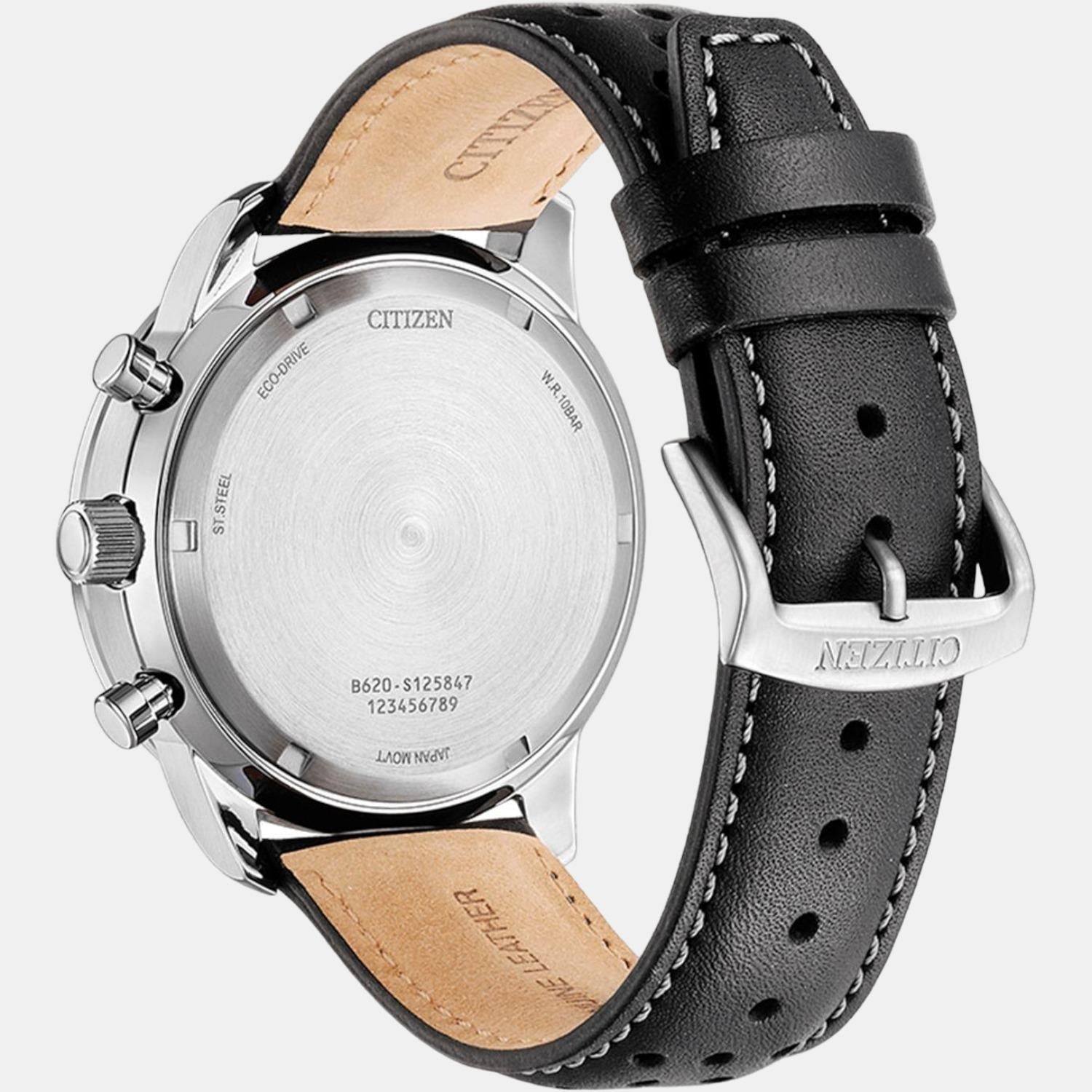 Citizen Eco-Drive Men Eco-Drive White Dial Chronograph Leather Watch CA4500-32A - view 3