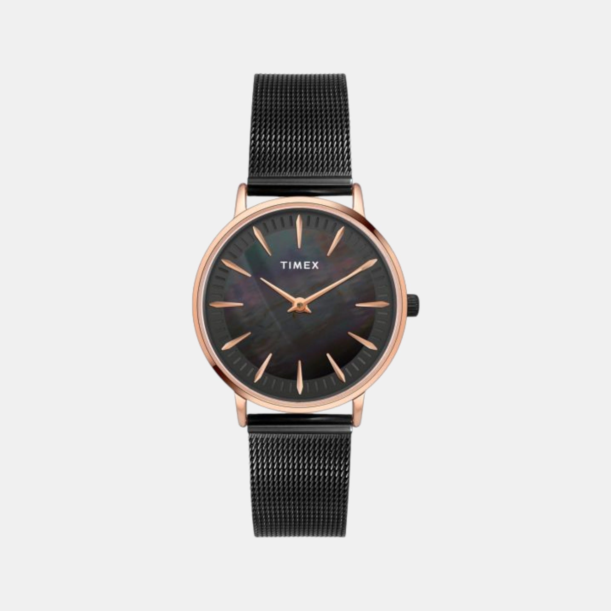 Timex Fashion Women Quartz Black Dial Analog Stainless Steel Watch TWEL15608