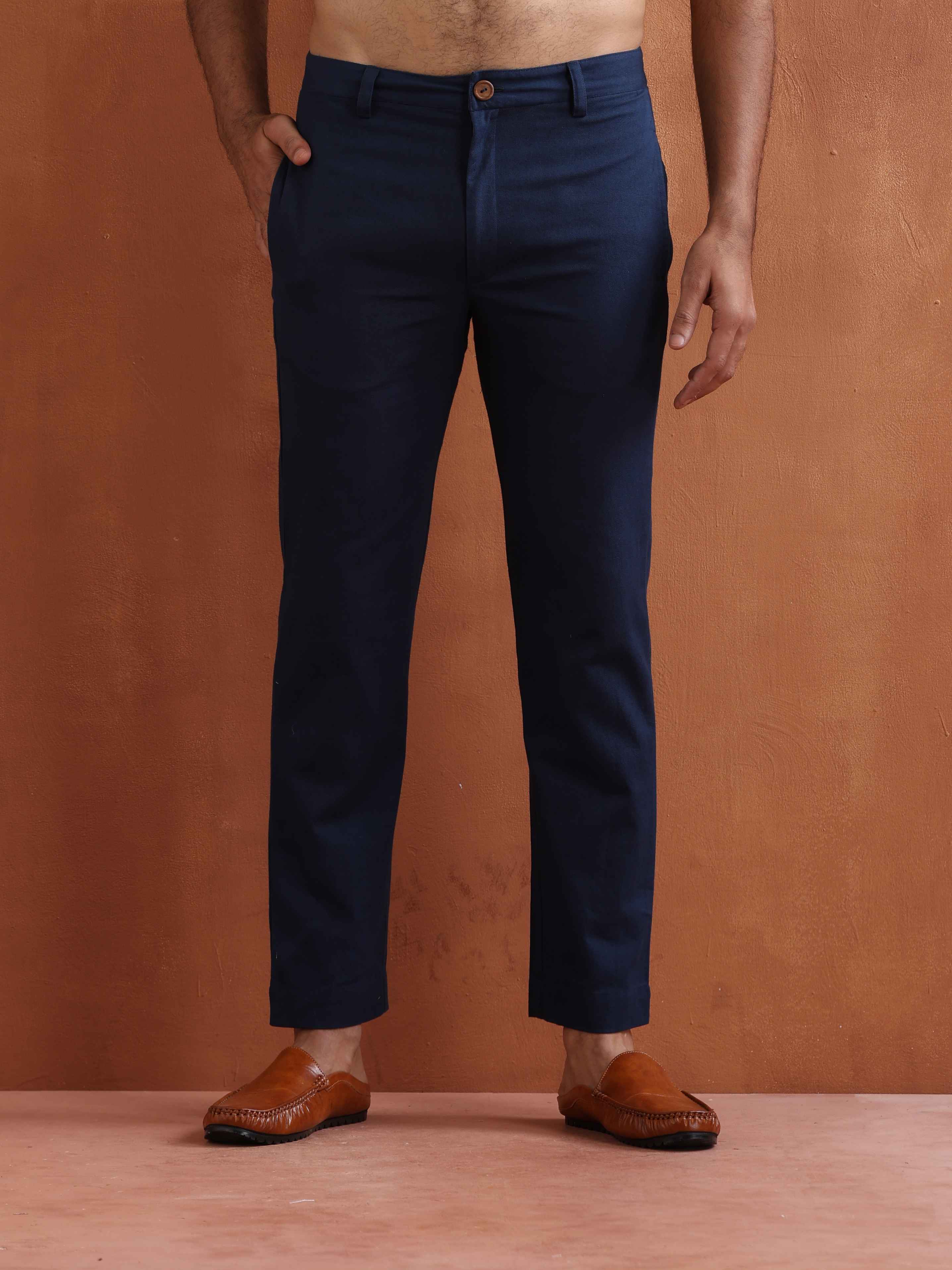 trueBrowns Men's Blue Cotton Twill Pants - view 2