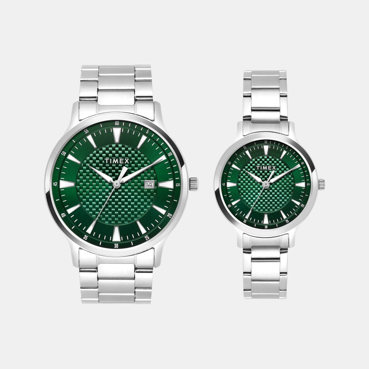Timex Fashion Couple Quartz Green Dial Analog Stainless Steel Watch TW00PR321