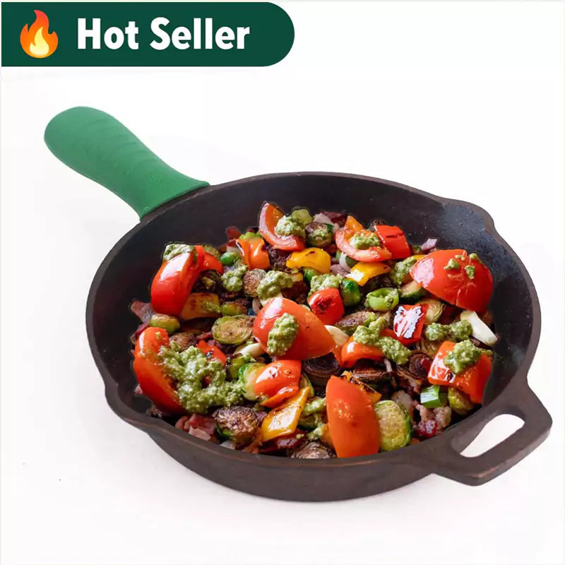 The Indus Valley Super Smooth Cast Iron Fry Pan, Silicon Handle, 100% Pure, Toxin-free,Pre-seasoned, Induction, Non-stick, 20.3/25.4cm, 1.3/1.7L, 2.3/
