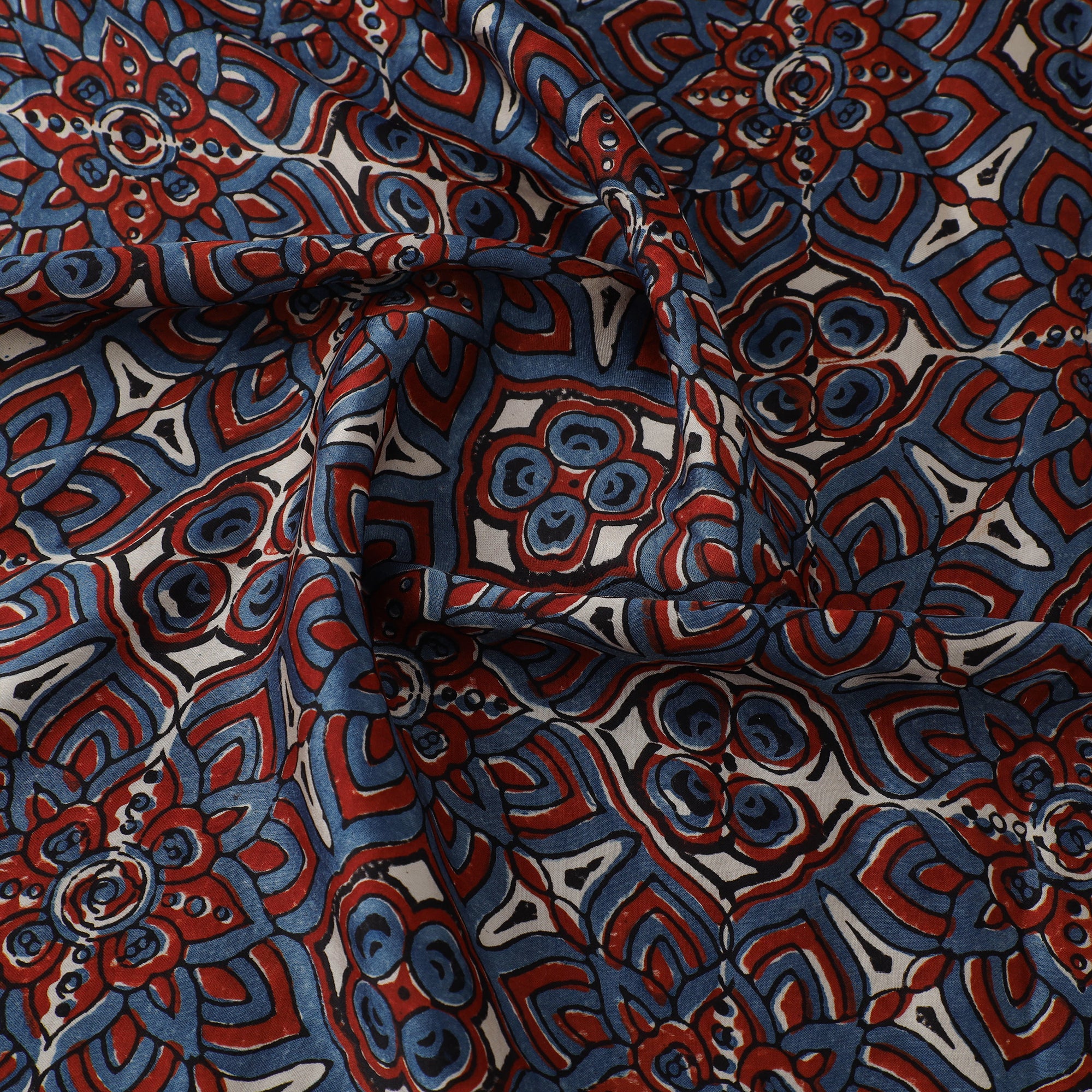AJRAKH BY JABBAR KHATRI Blue - Ajrakh Block Printed Modal Silk Fabric from Kutch 20 - view 3