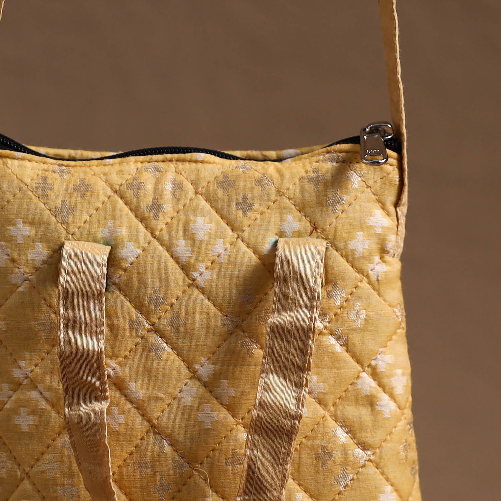 NOORI BAZAR Beige - Handcrafted Quilted Silk Sling Bag 07 - view 3