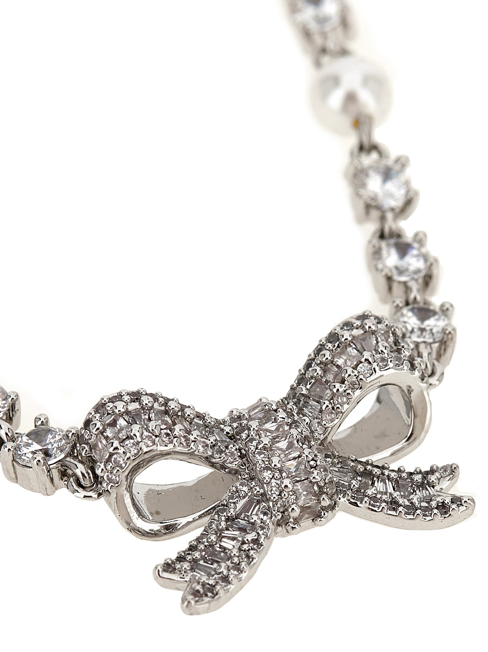 Self-Portrait Crystal Pearl Bow Necklace – 100% brass - view 3