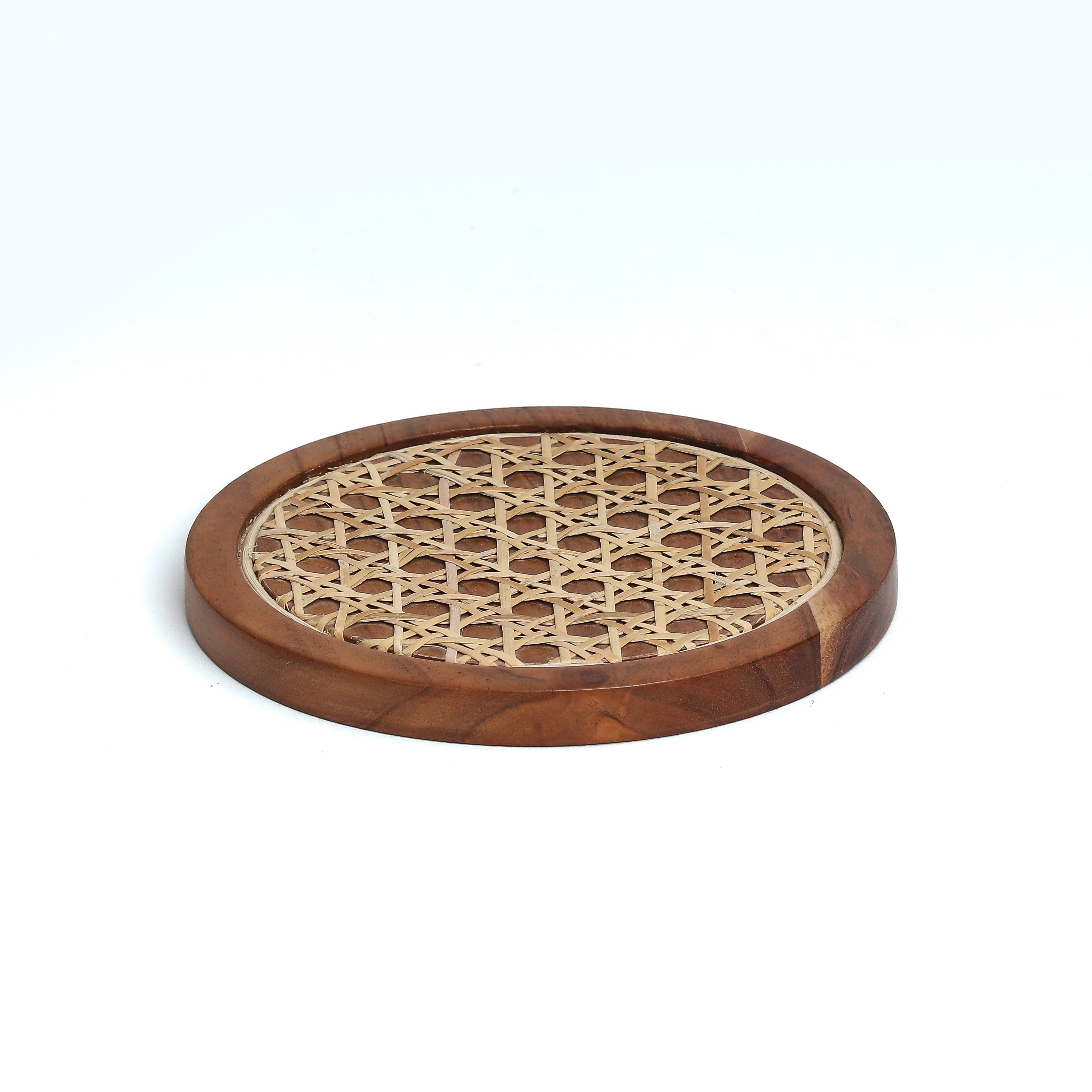 STUDIO TRATAKA Brown - Rosemary Walnut Disc Wicker Trivet - view 2