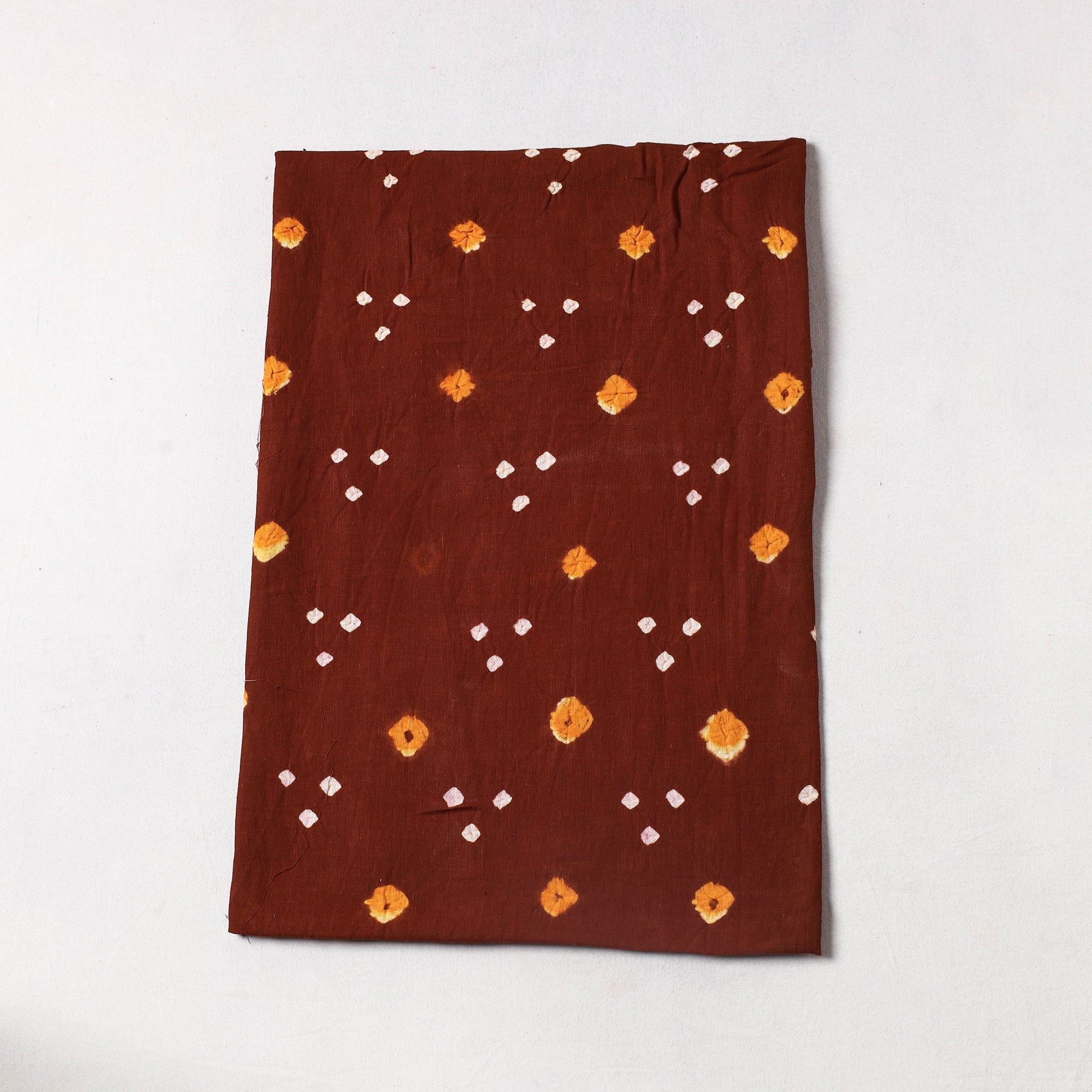 KACHCHH JI CHHAAP Brown - Kutch Bandhani Tie-Dye Mul Cotton Precut Fabric (0.6 meter) 32