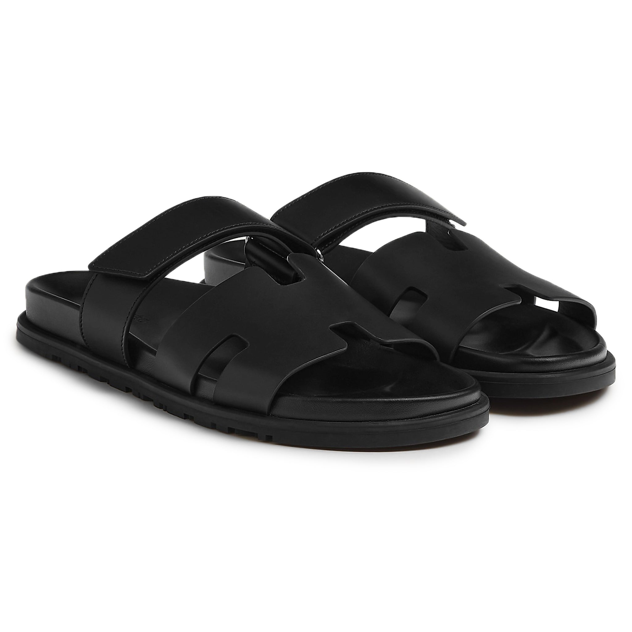 Hermès Paris Chypre Leather Black Sandals - view 2