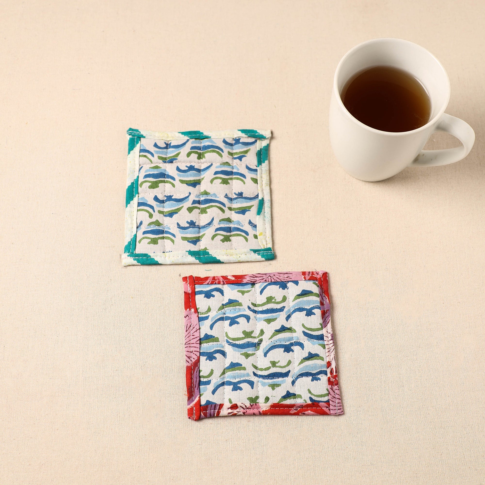 JALPARI Floral Print Cotton Quilted Coasters (Set of 2) 39
