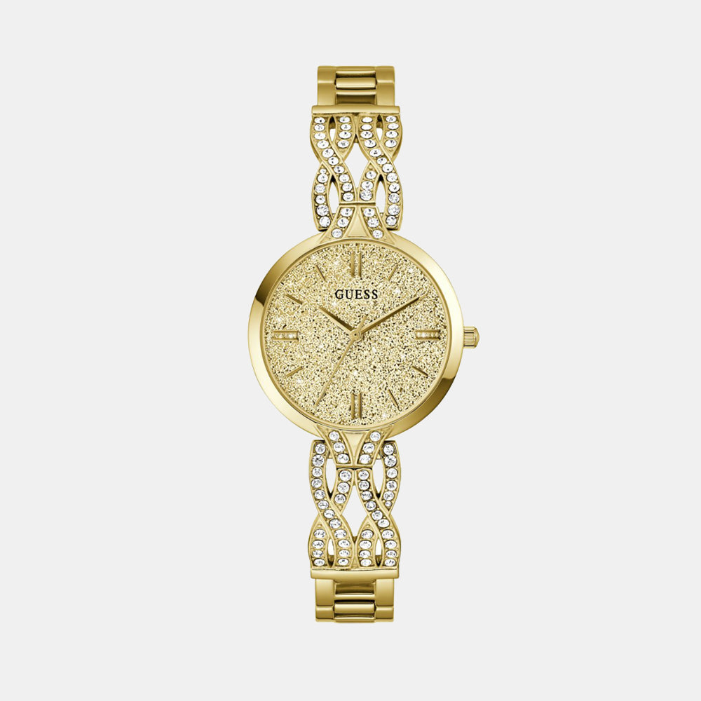 Guess Coral Women Quartz Gold Dial Analog Recycled Steel Watch GW0868L2