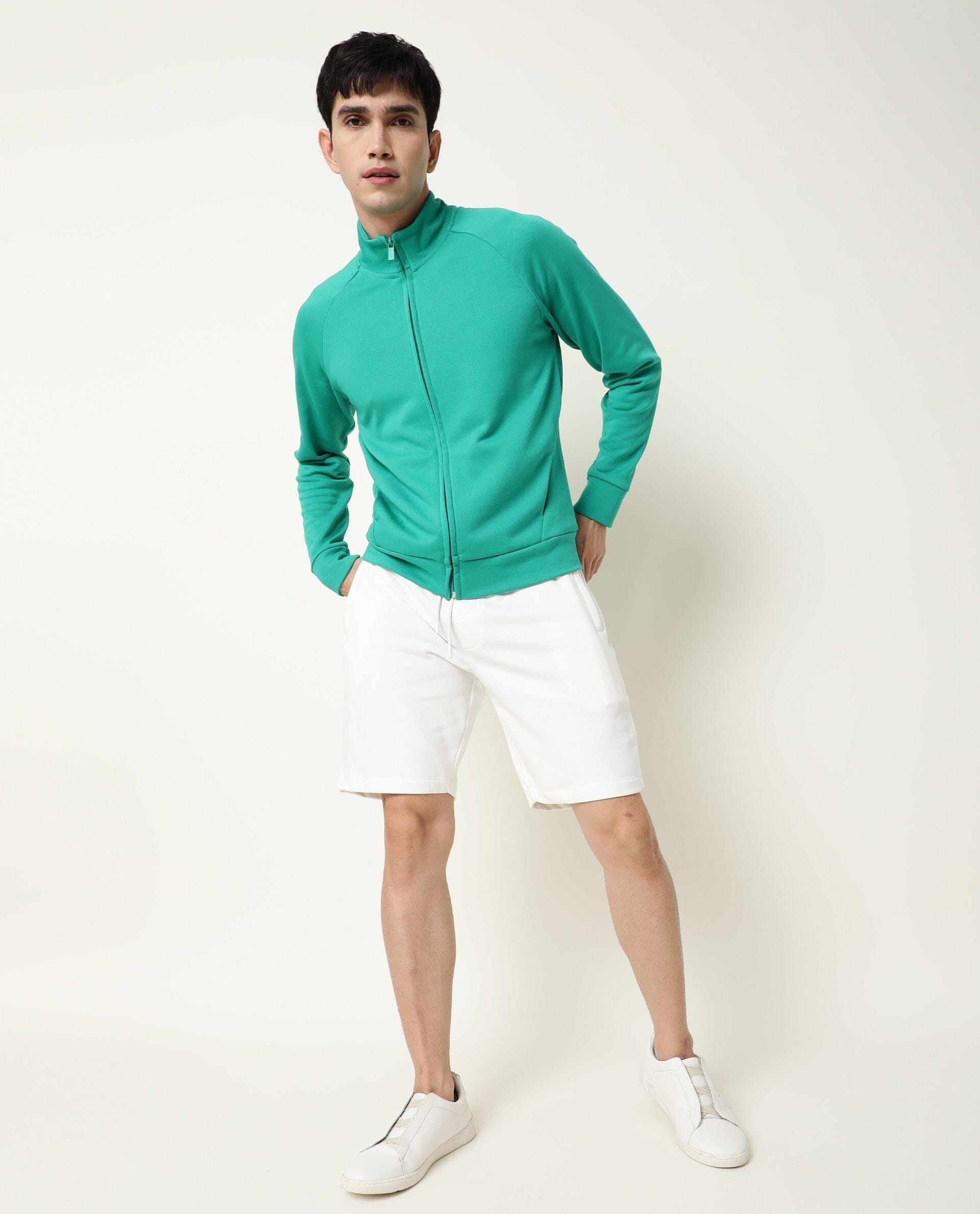 Rare Rabbit Articale Men's Azil Emerald Green High Neck Zip-Up Jacket - view 4