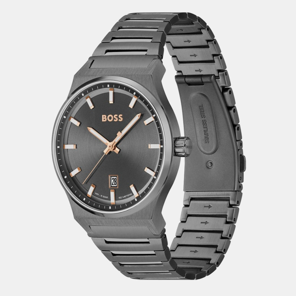 Boss Candor Men Quartz Grey Dial Analog Stainless Steel Watch 1514078 - view 2