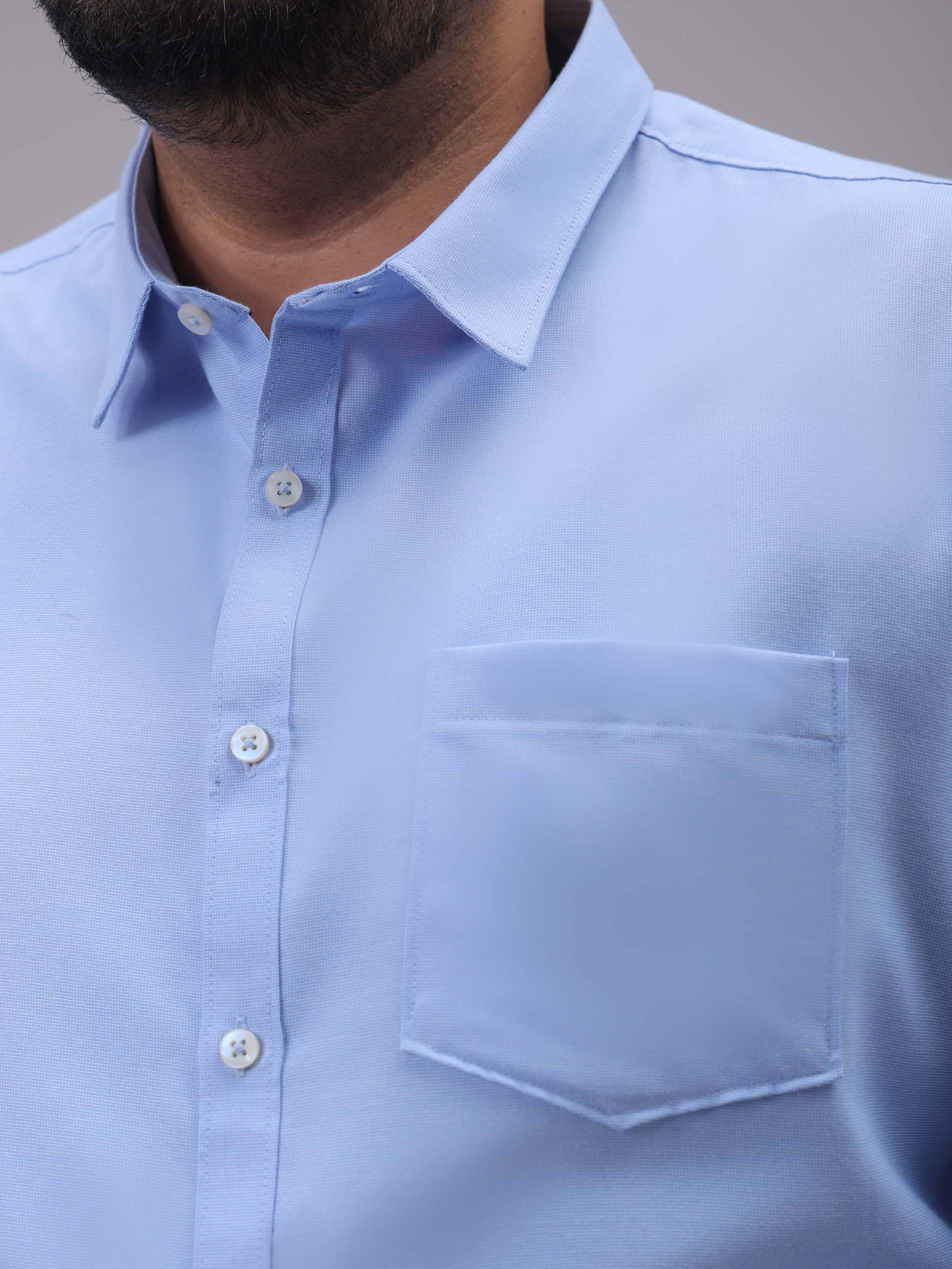 HARDSODA Men's Plus Size Blue Regular Fit Solid Formal Shirt - view 6