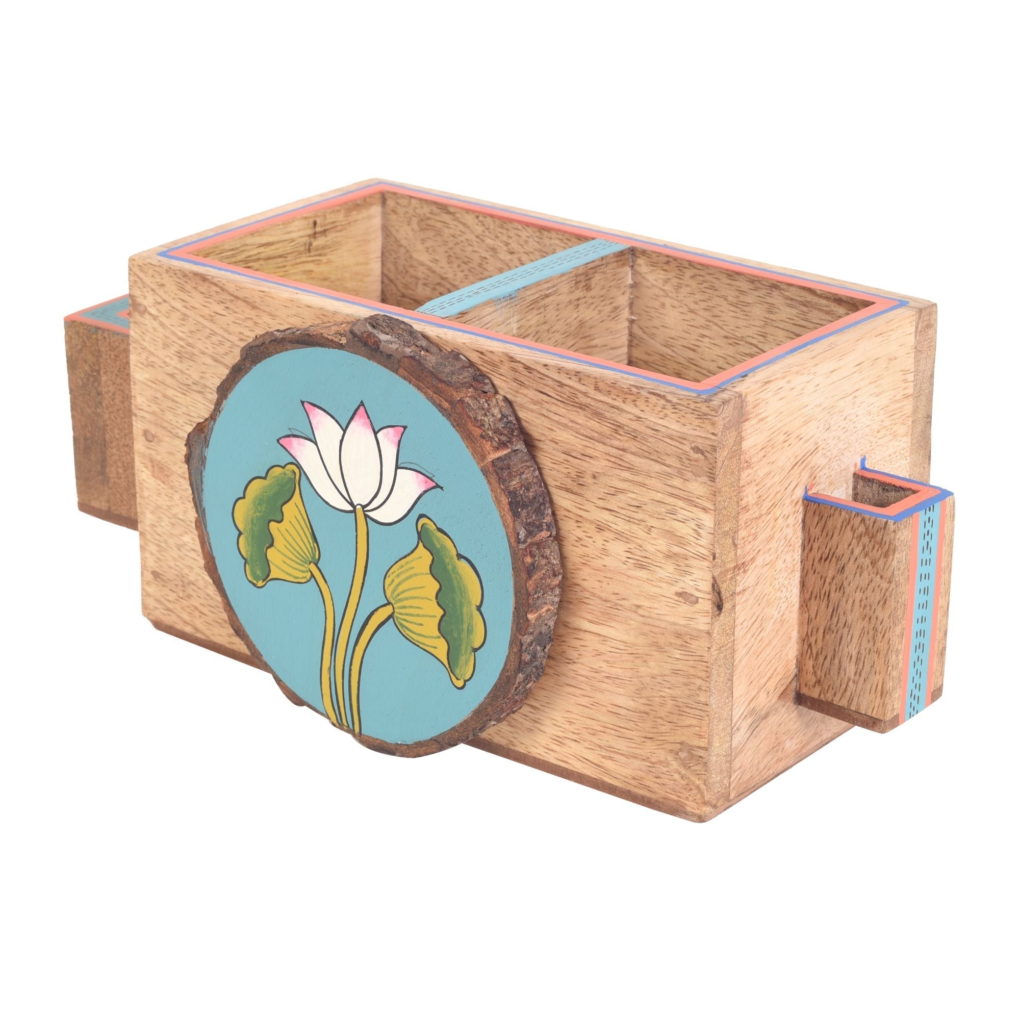 ART CREATIONS BY SUMAN SONTHALIA Beige - Pichhwai Iteeha Cutlery Holder Box - view 3