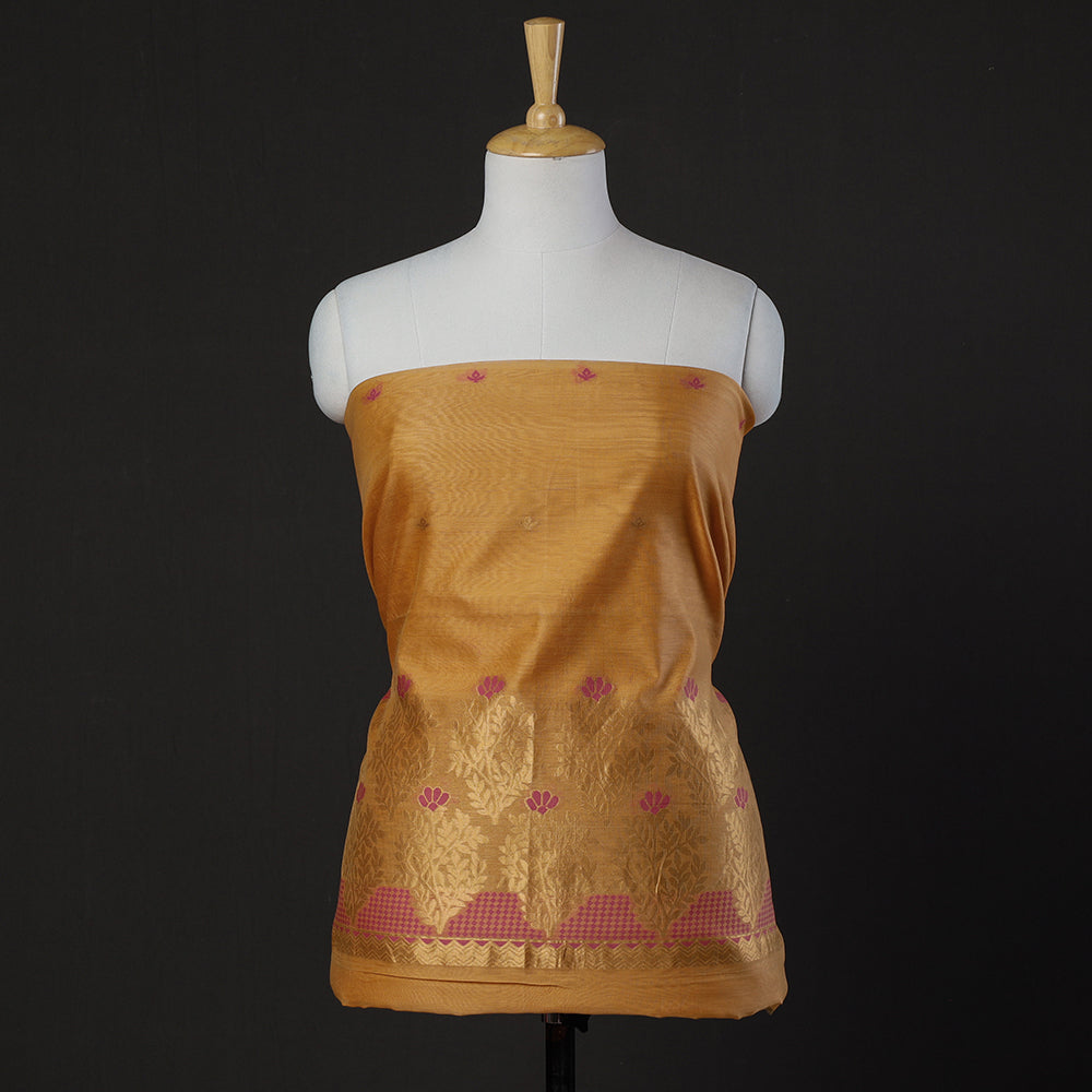 CHUTNEY CRAFT STUDIO Beige - 3pc Handloom Silk Cotton Zari Suit Material Set - view 3