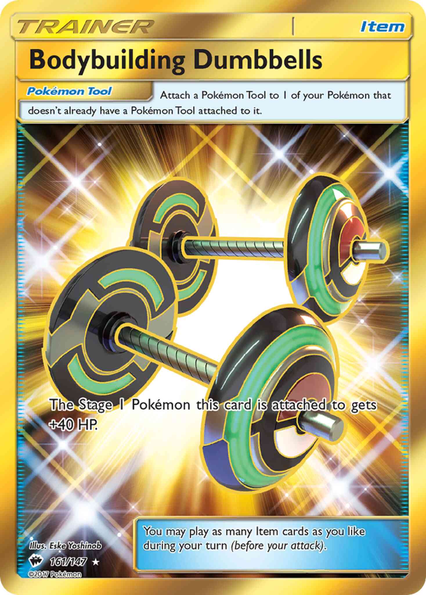 Rare secret sm3-161 – Pokémon Bodybuilding Dumbbells - 161/147 - Rare Secret [sm3-161] [Secret]