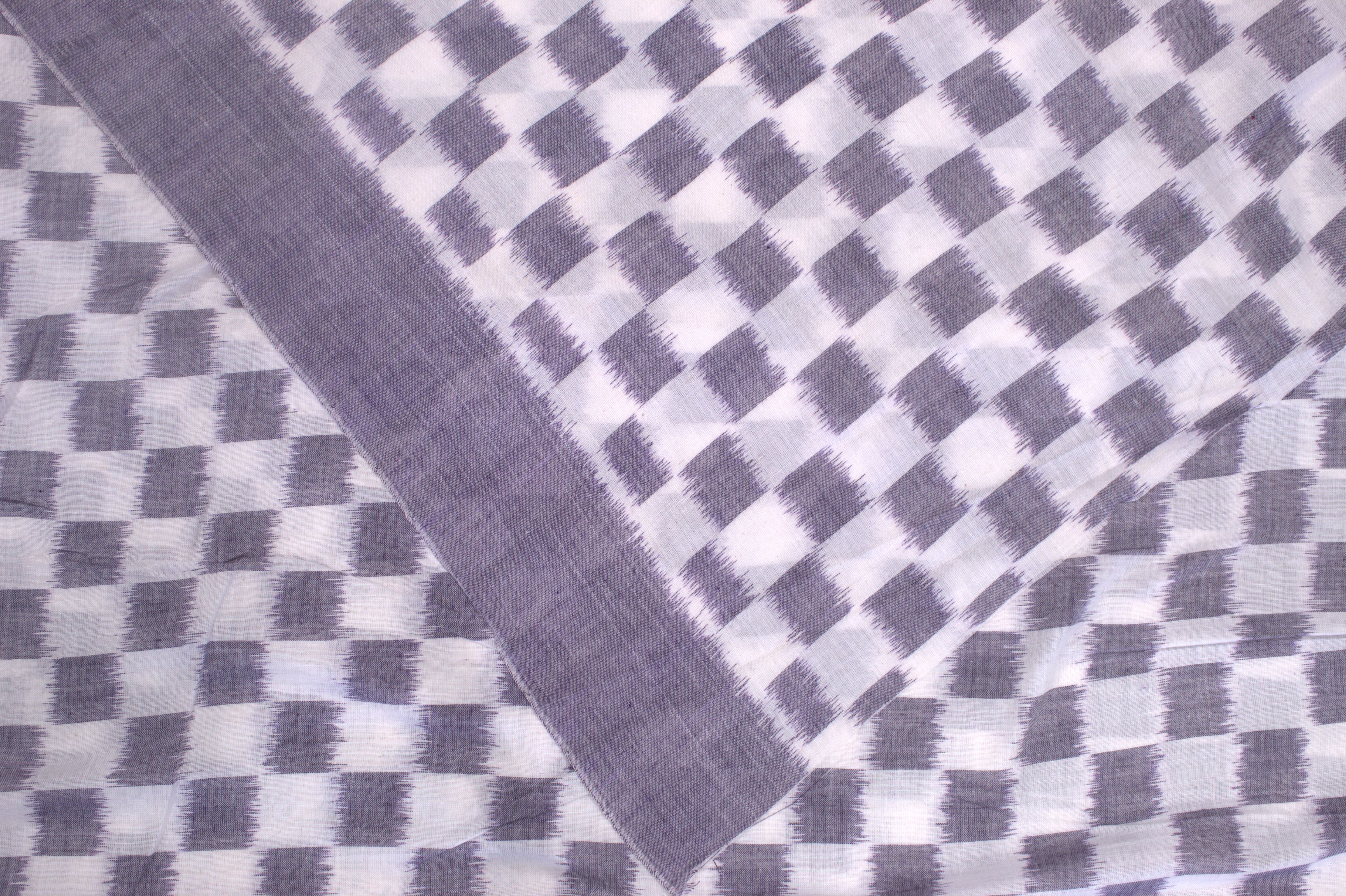 IndianVillèz Black White Sambalpuri Ikat Cotton Fabric - view 2