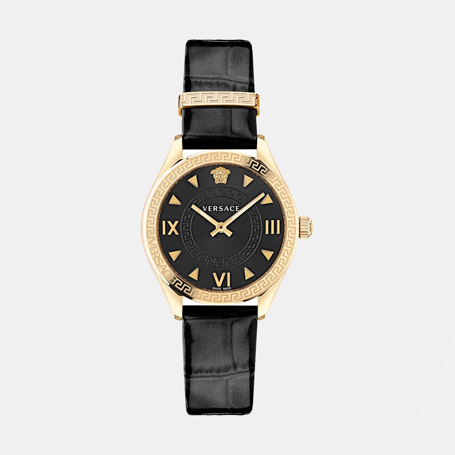 Versace Hellenyium Women Quartz Black Dial Analog Leather Watch VE2S00222