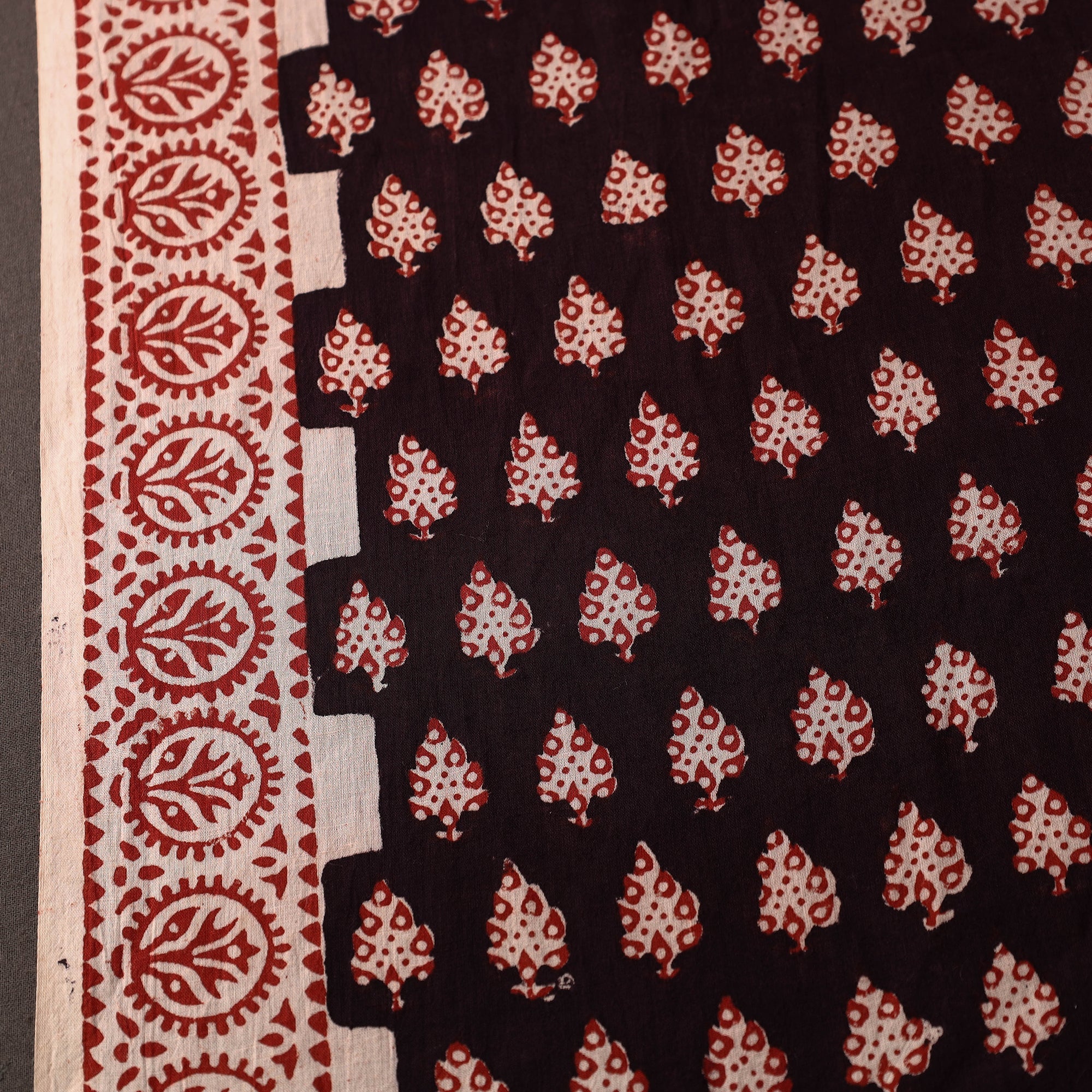 BAGH PRINTS BY YAKOOB KHATRI Brown - Natural Dyed Bagh Block Print Mul Cotton Fabric 04 - view 4