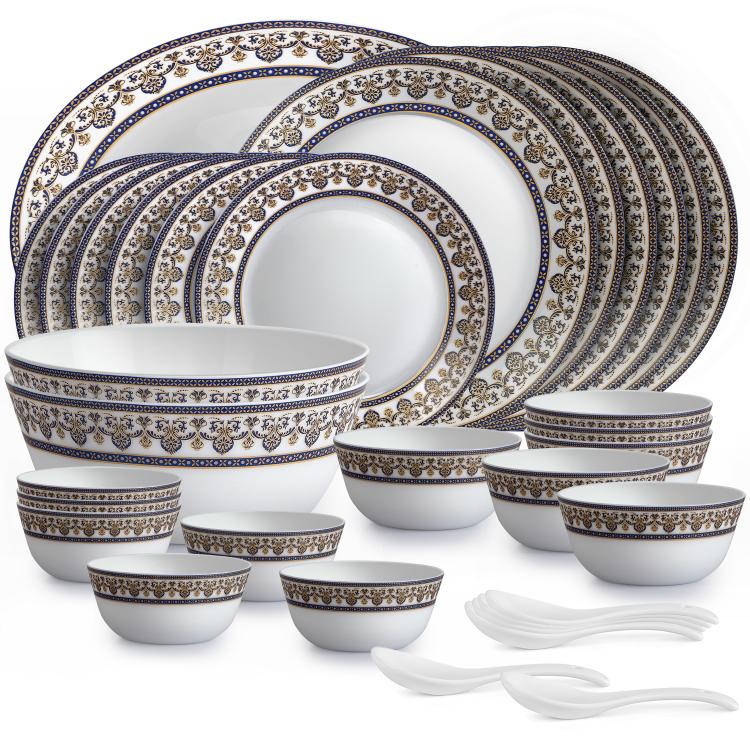 Cello Solitaire 33 pc AB Series Dinner Set Family of 6, Blu - view 2