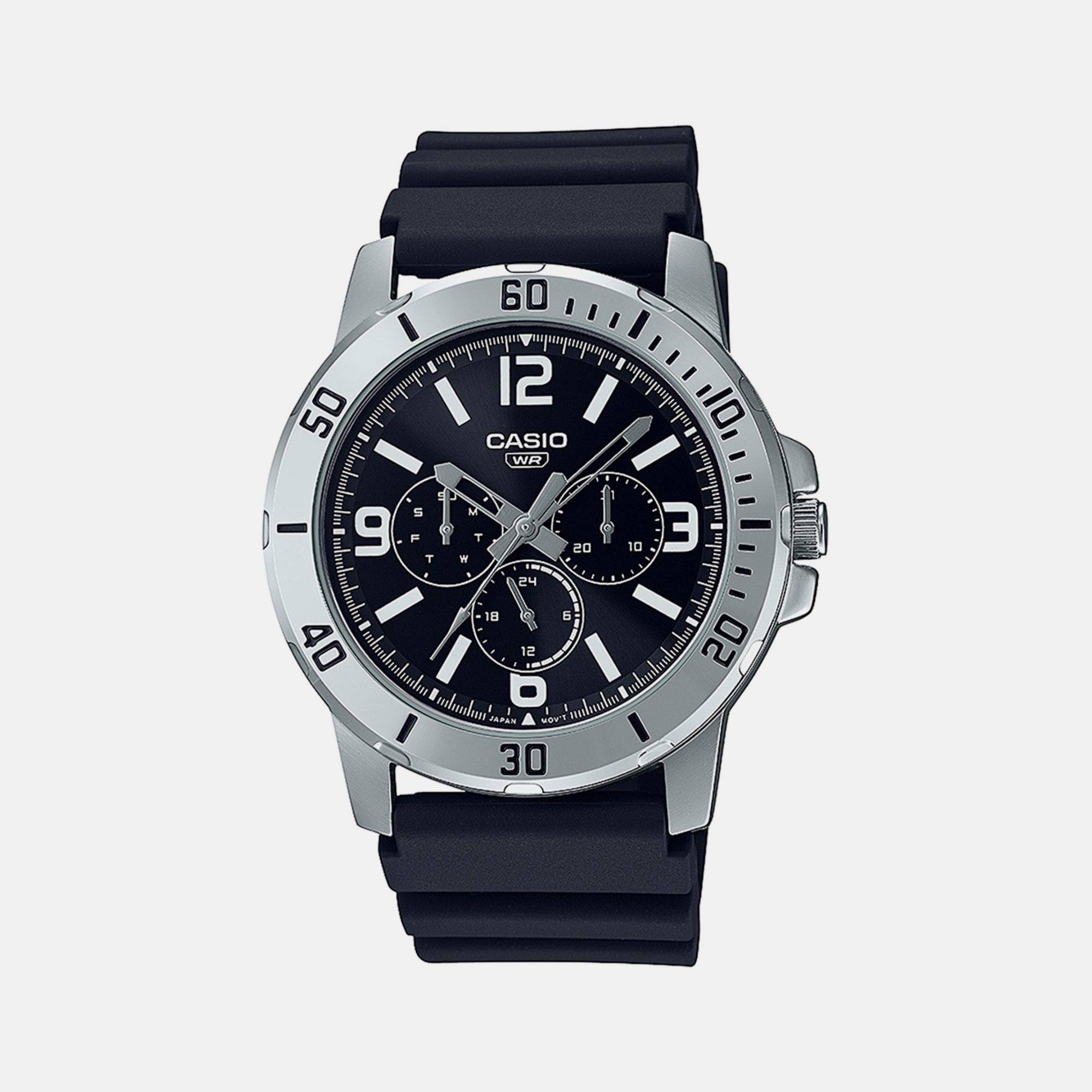 Casio Enticer Men Quartz Black Dial Chronograph Resin Watch A2143