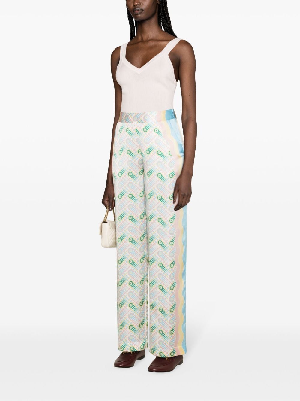 Casablanca Printed silk straight leg trousers - view 3