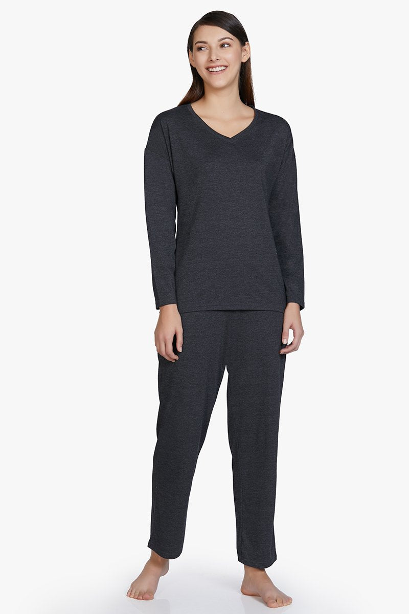 Amante Cotton Blend Full Length Pyjama Bottom - Charcoal - view 5