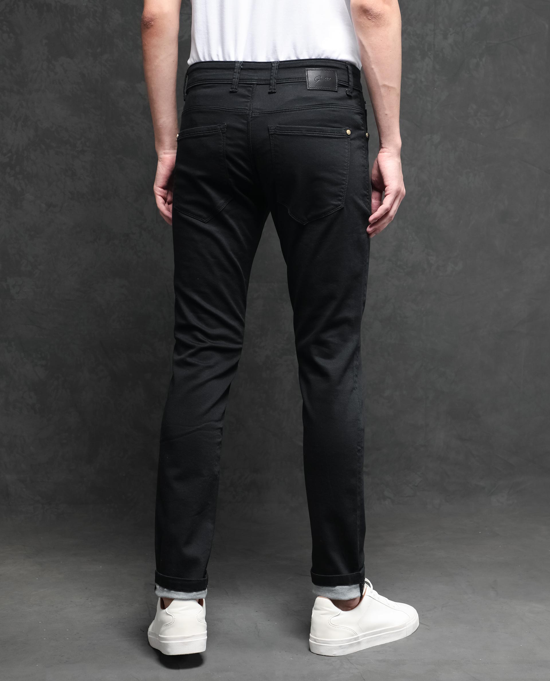 Rare Rabbit Men's Satinx Black Rinse Wash Mid-Rise Slim Fit Jeans - view 11
