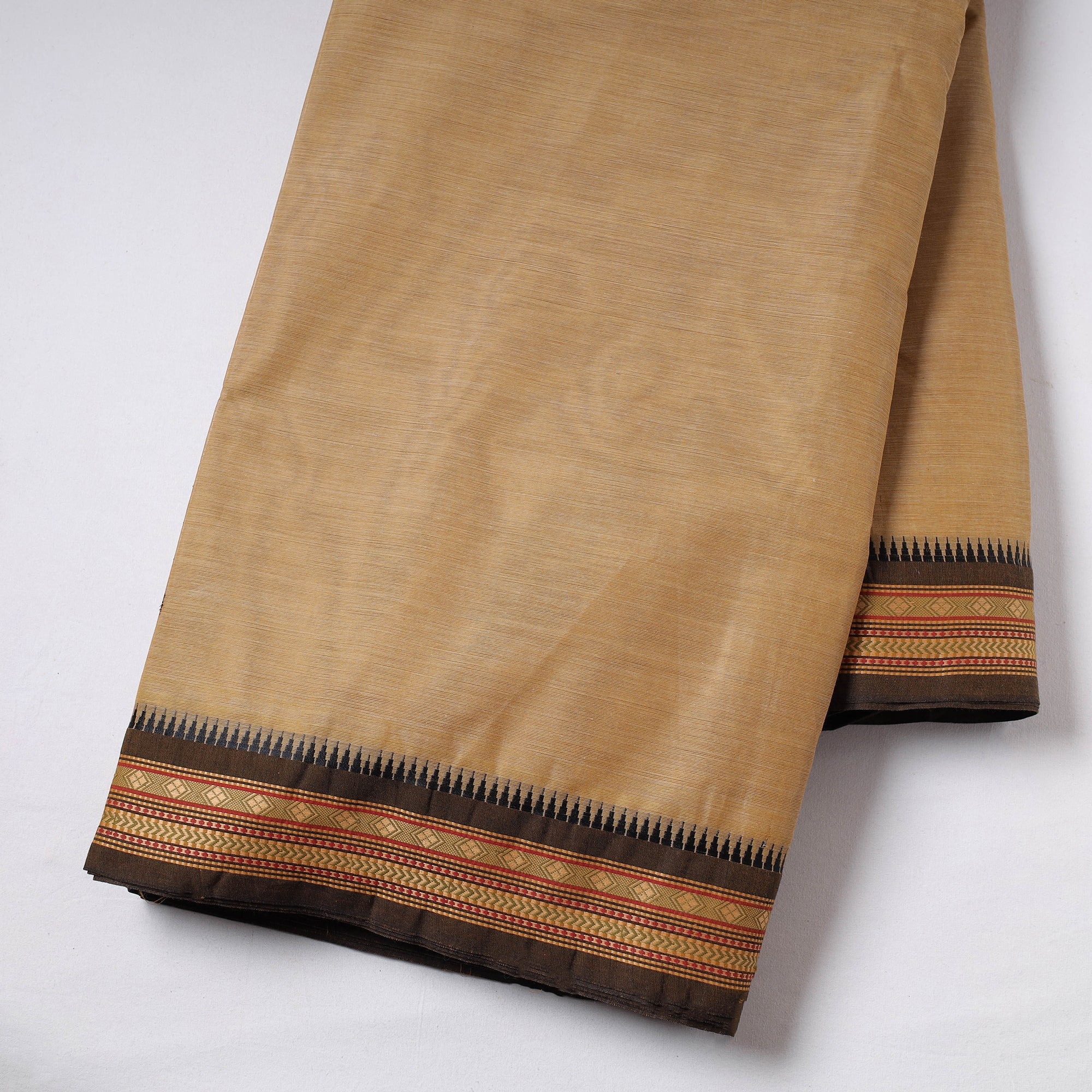 SOUTH KARGHA Brown - Kanchipuram Cotton Fabric with Zari Border - view 2