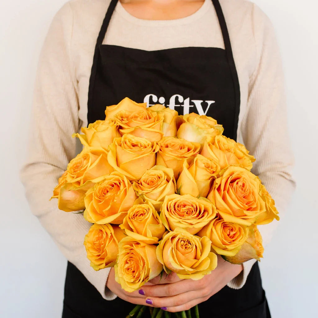 FiftyFlowers Light Golden Orange Roses