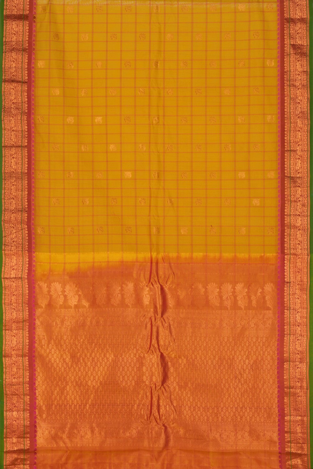 Kalanjali Gadwal Kattam Spring Yellow Saree – Women's - view 3