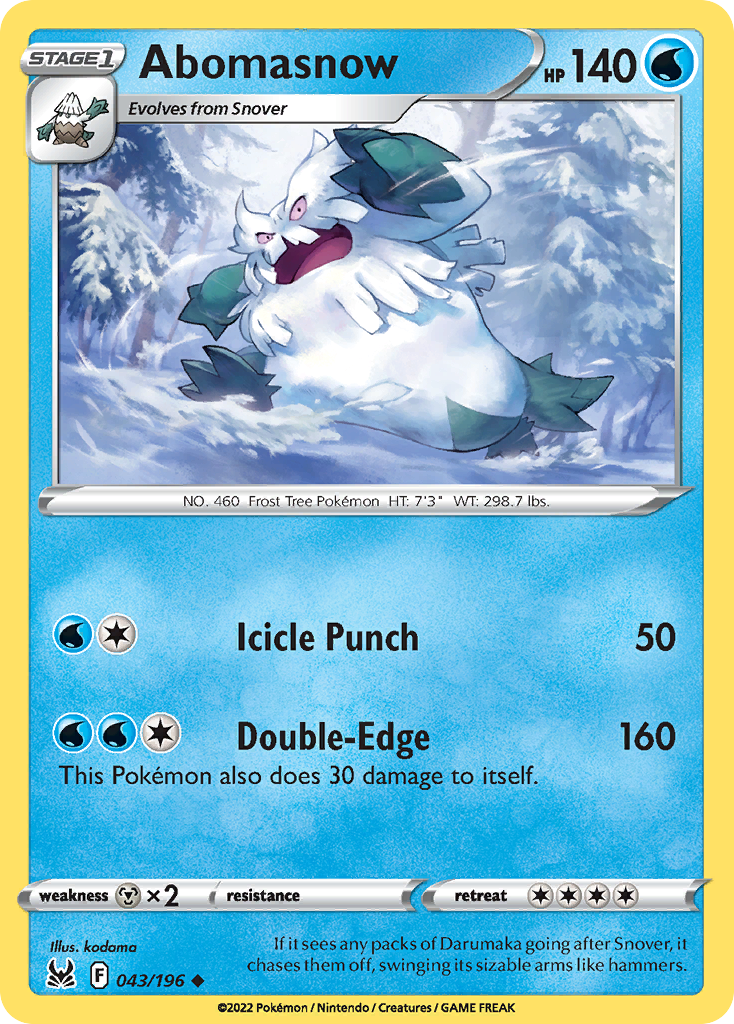 Uncommon swsh11-043 non-holo – Pokémon Abomasnow - 043/196 - Uncommon [swsh11-043] [Non-Holo] - Abomasnow - 043/196 - Uncommon