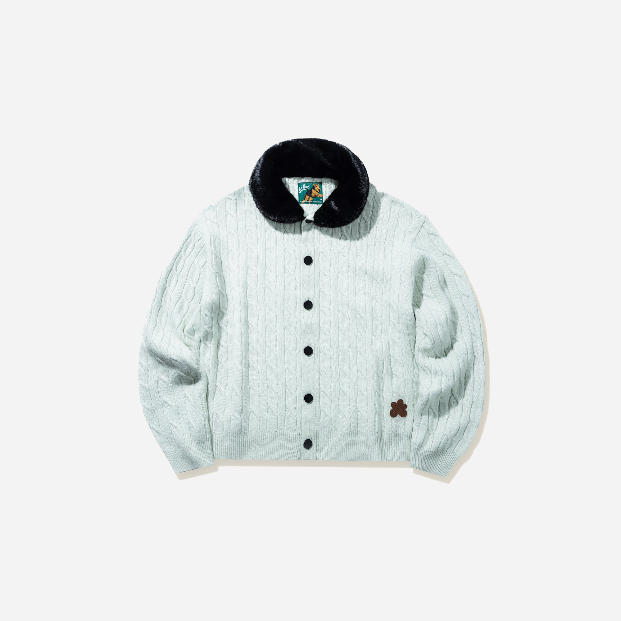 Golf Le Fleur Faux Fur Cardigan – Mint