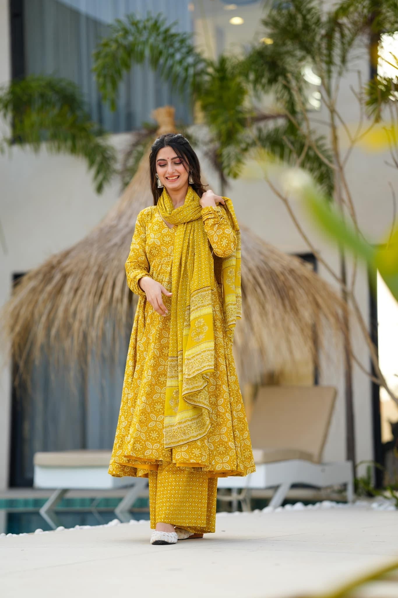Idaho-o Vastra yellow cotton suit set - view 3