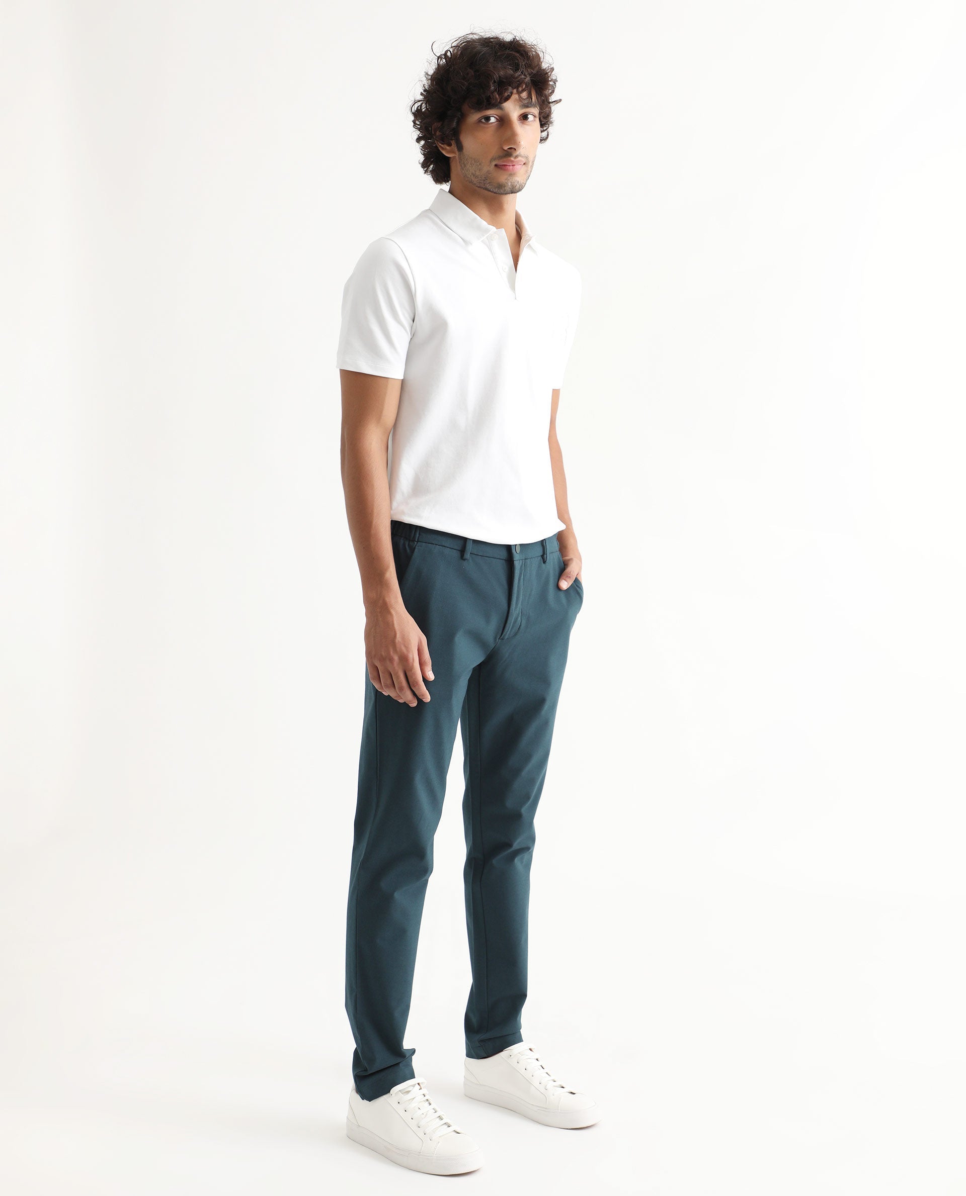 Rare Rabbit Men's Poka White Cotton Lycra Fabric Collared Neck Half Sleeves Polo T-Shirt - view 6