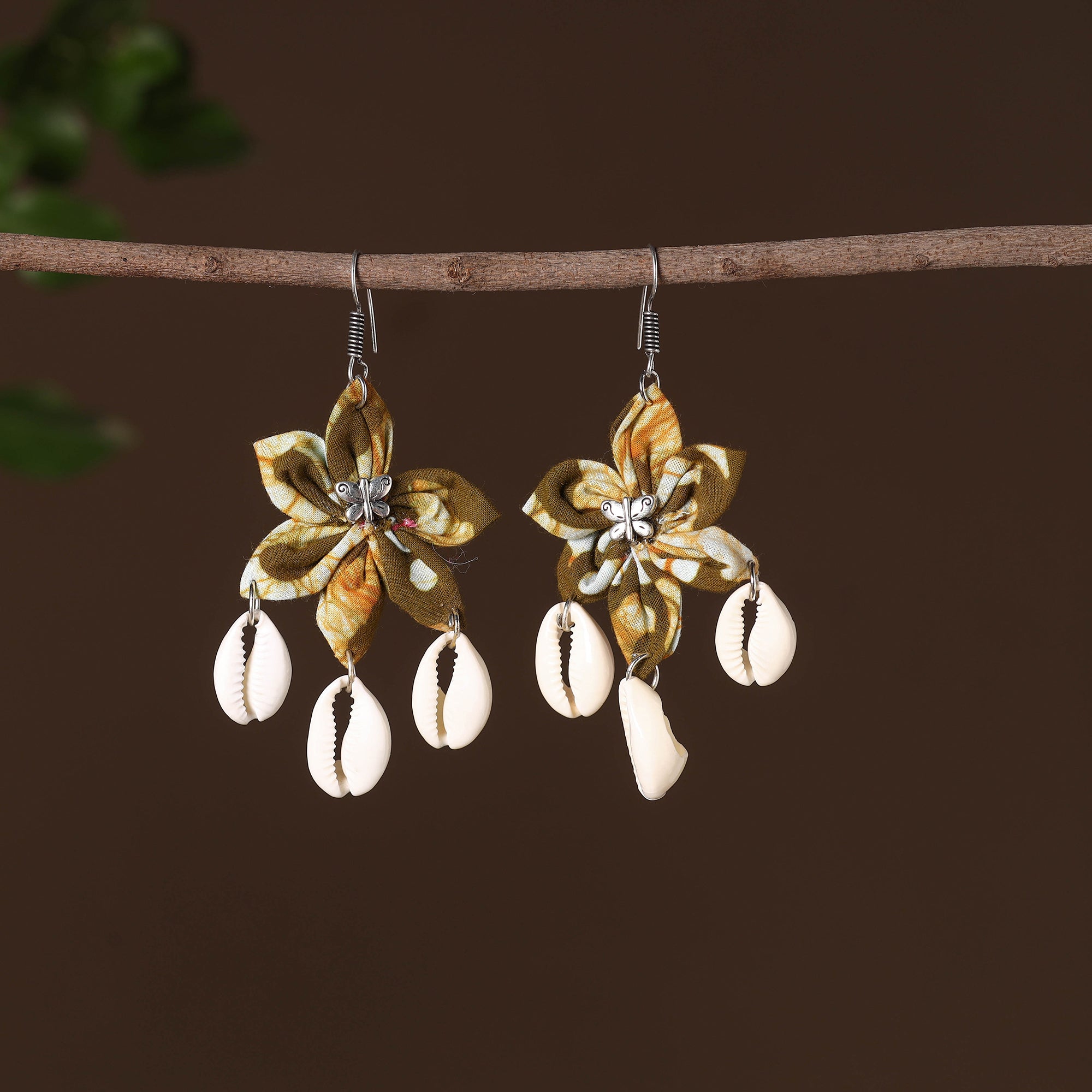JALPARI Mishti Fabart Phool Kali Shell Earrings