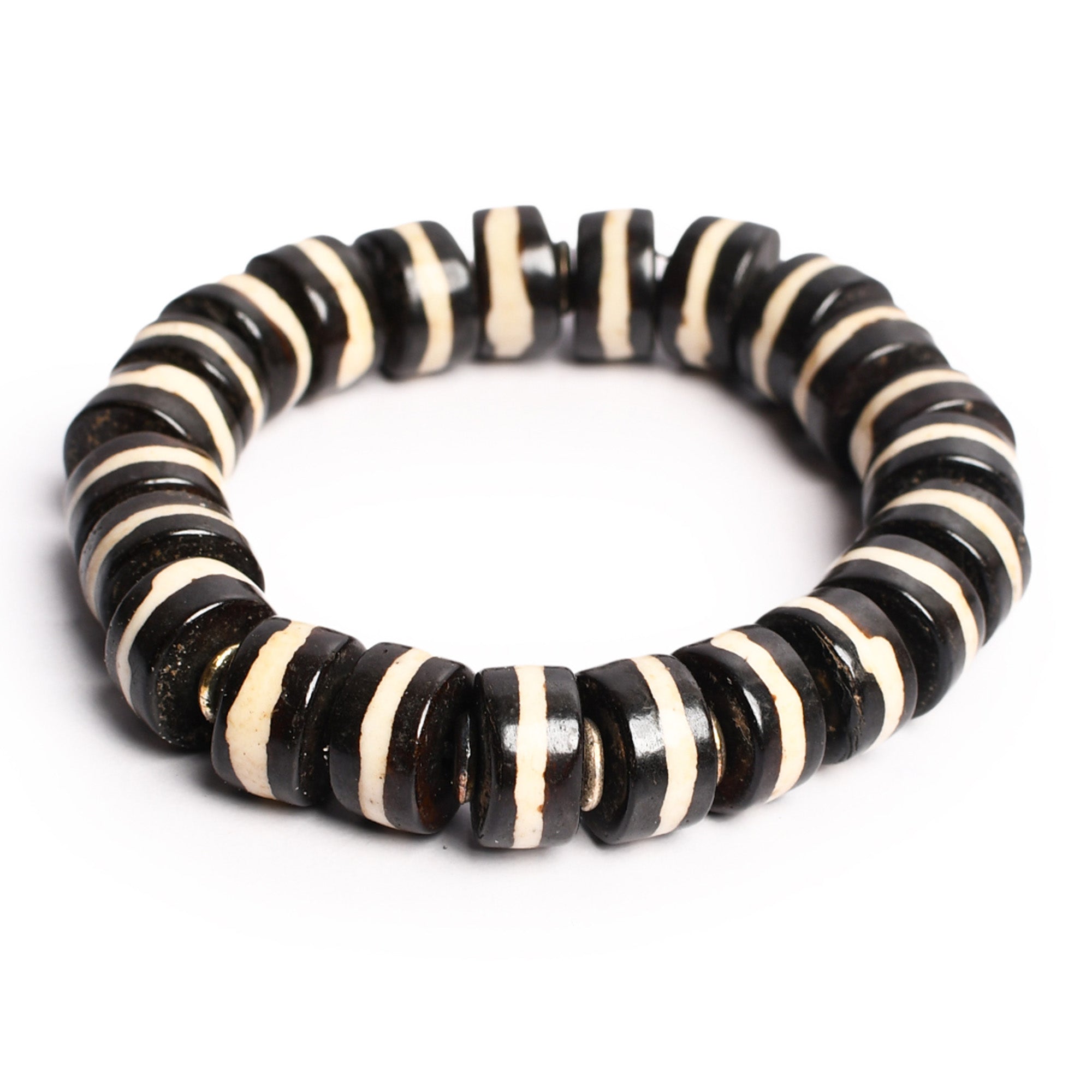 Black & White Beaded Stretchable Bracelet by Bamboo Tree Jewels - view 6