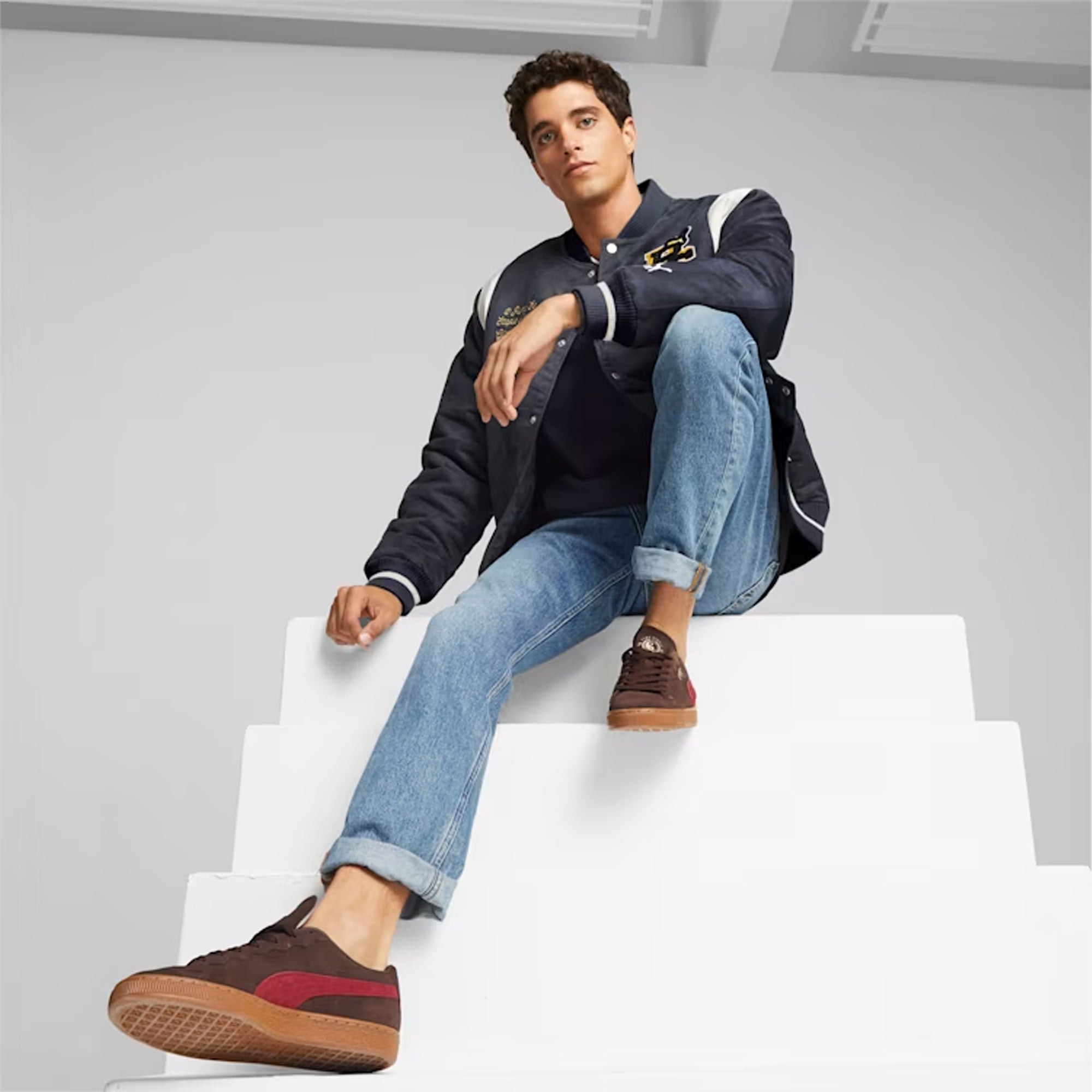 Puma | PUMA x STAPLE VARSITY JACKET { NEW NAVY - view 6