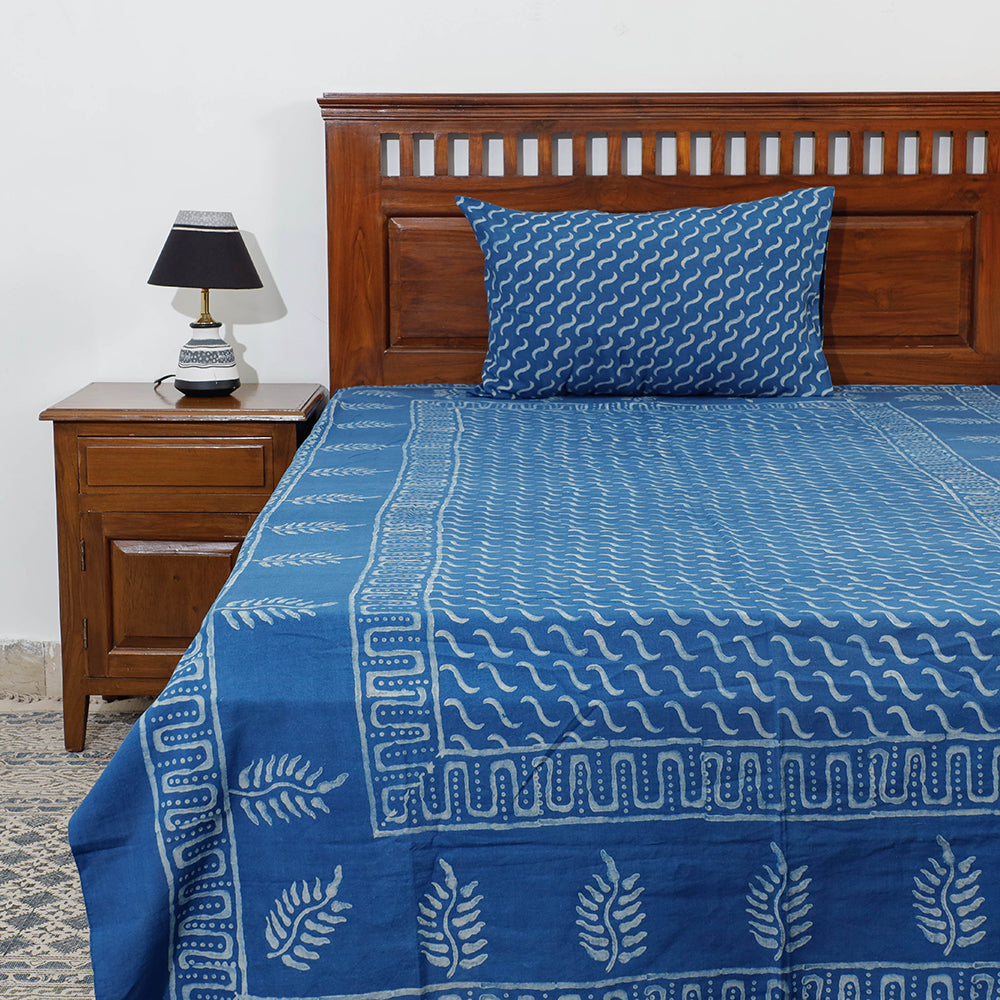 AHA VASTRA HANDLOOM Blue - Akola Block Printing Jhiri Pure Handloom Cotton Single Bedcover (94 x 59 in)