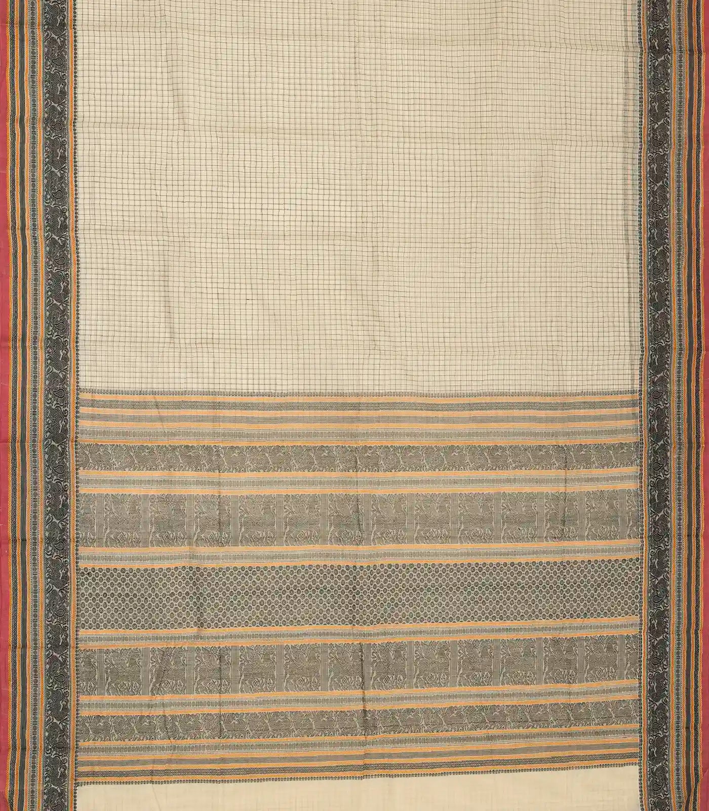 RmKV White Handloom Kanchi Cotton Saree With Checks - view 2