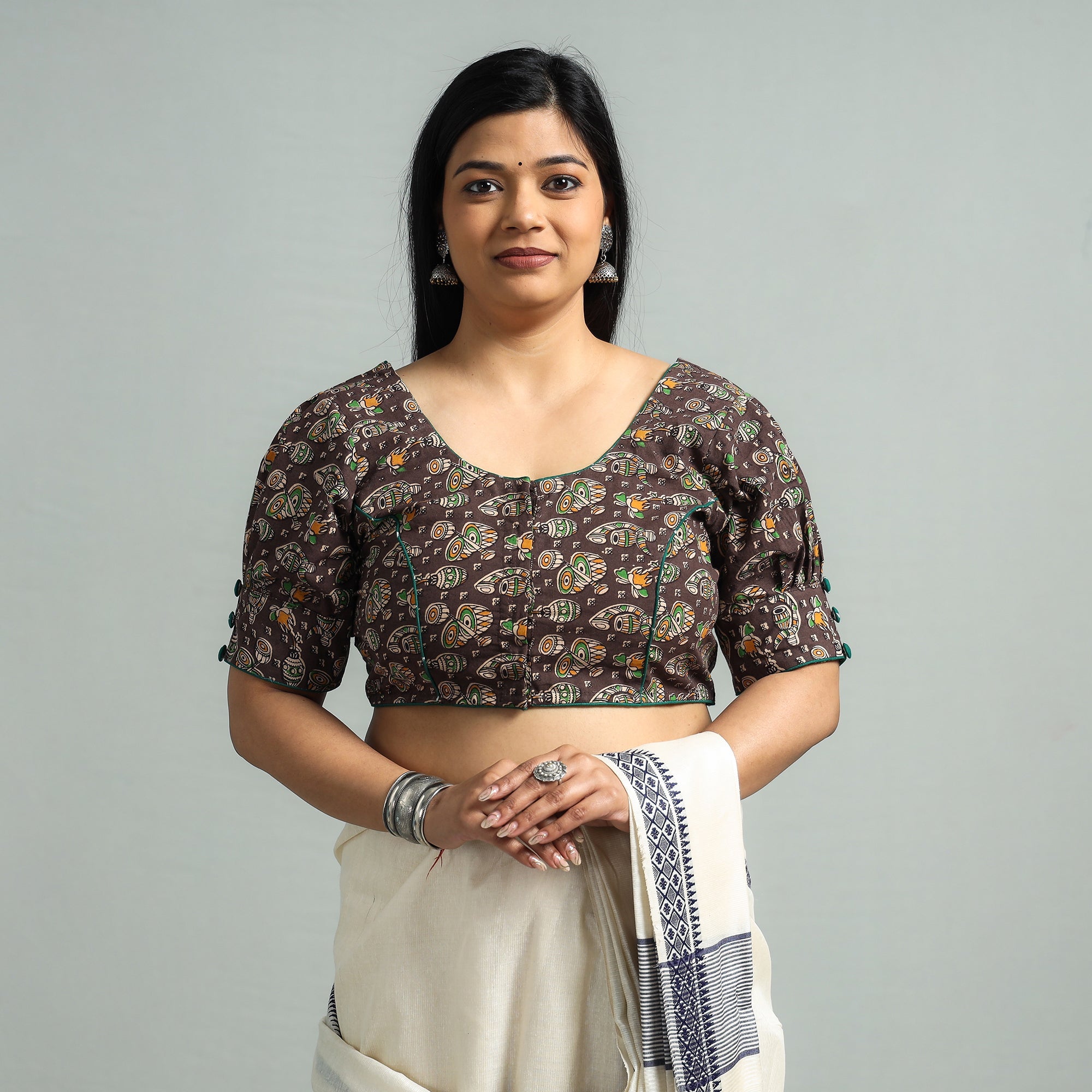 ITOKRI CASUALS Brown - Kalamkari Printed Cotton Stitched Blouse - view 2