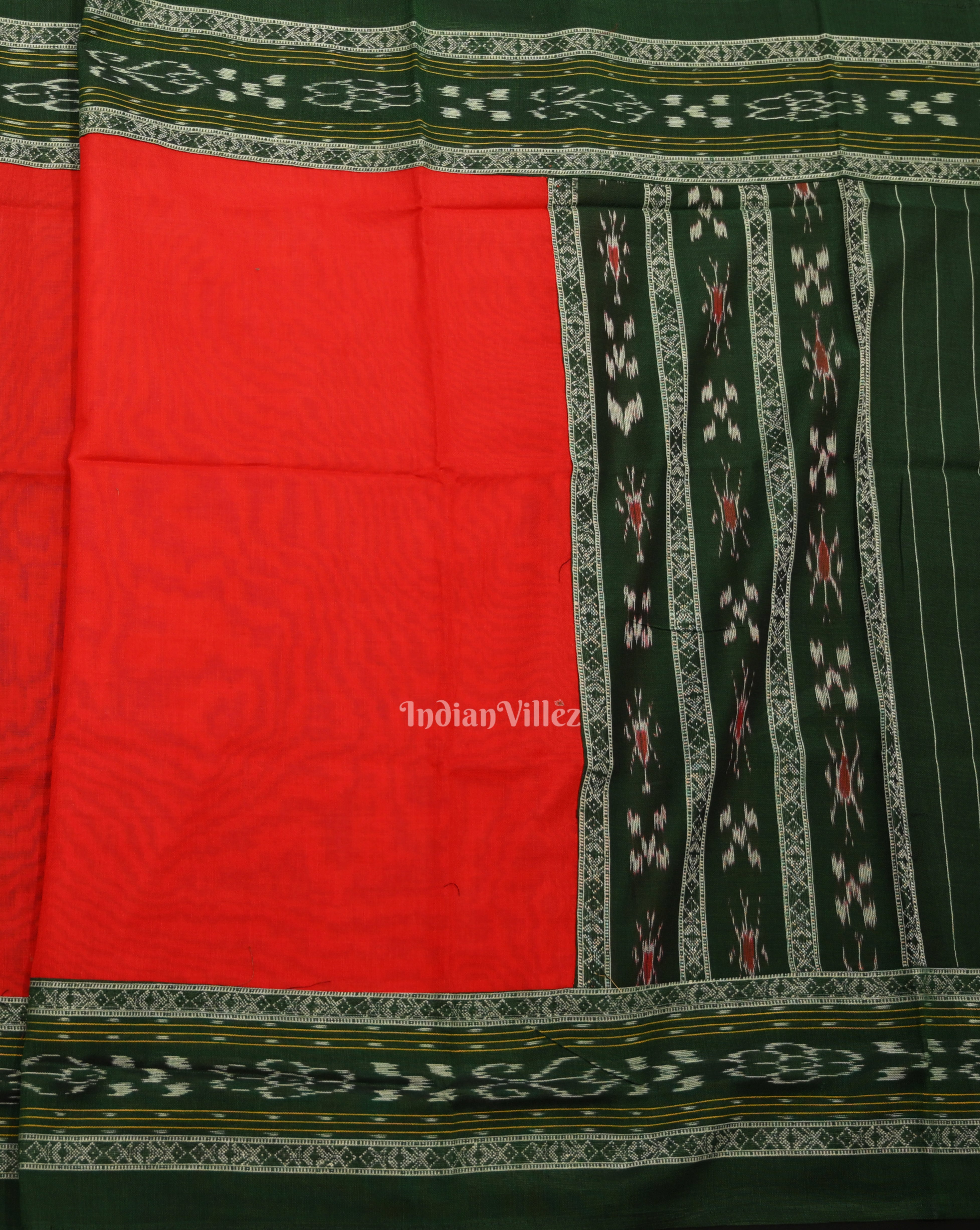 IndianVillèz Green Red Flower Buti Odisha Ikat Sambalpuri Dress Set & Dupatta - view 4