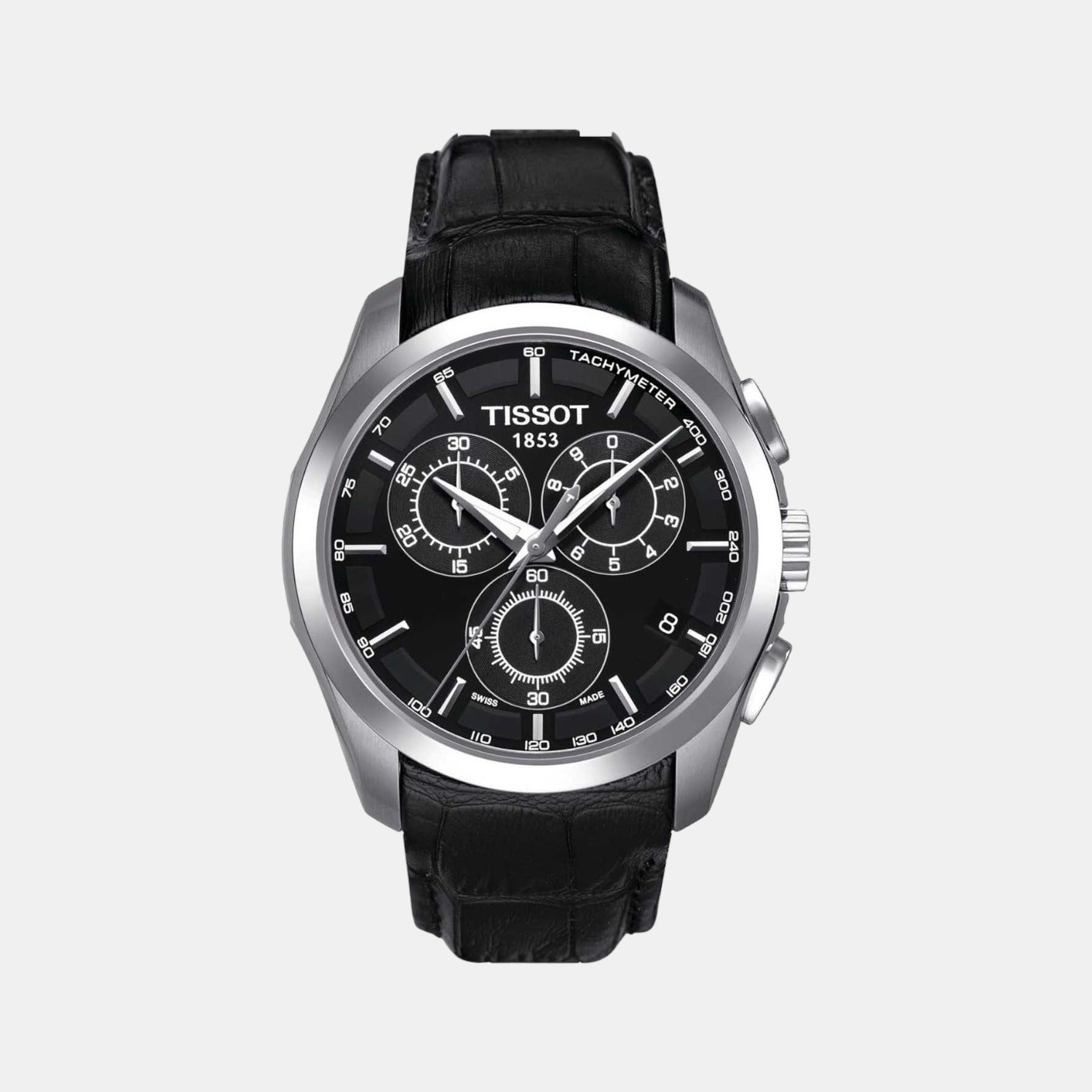 Tissot Couturier Men Quartz Black Dial Chronograph Leather Watch T0356171605100