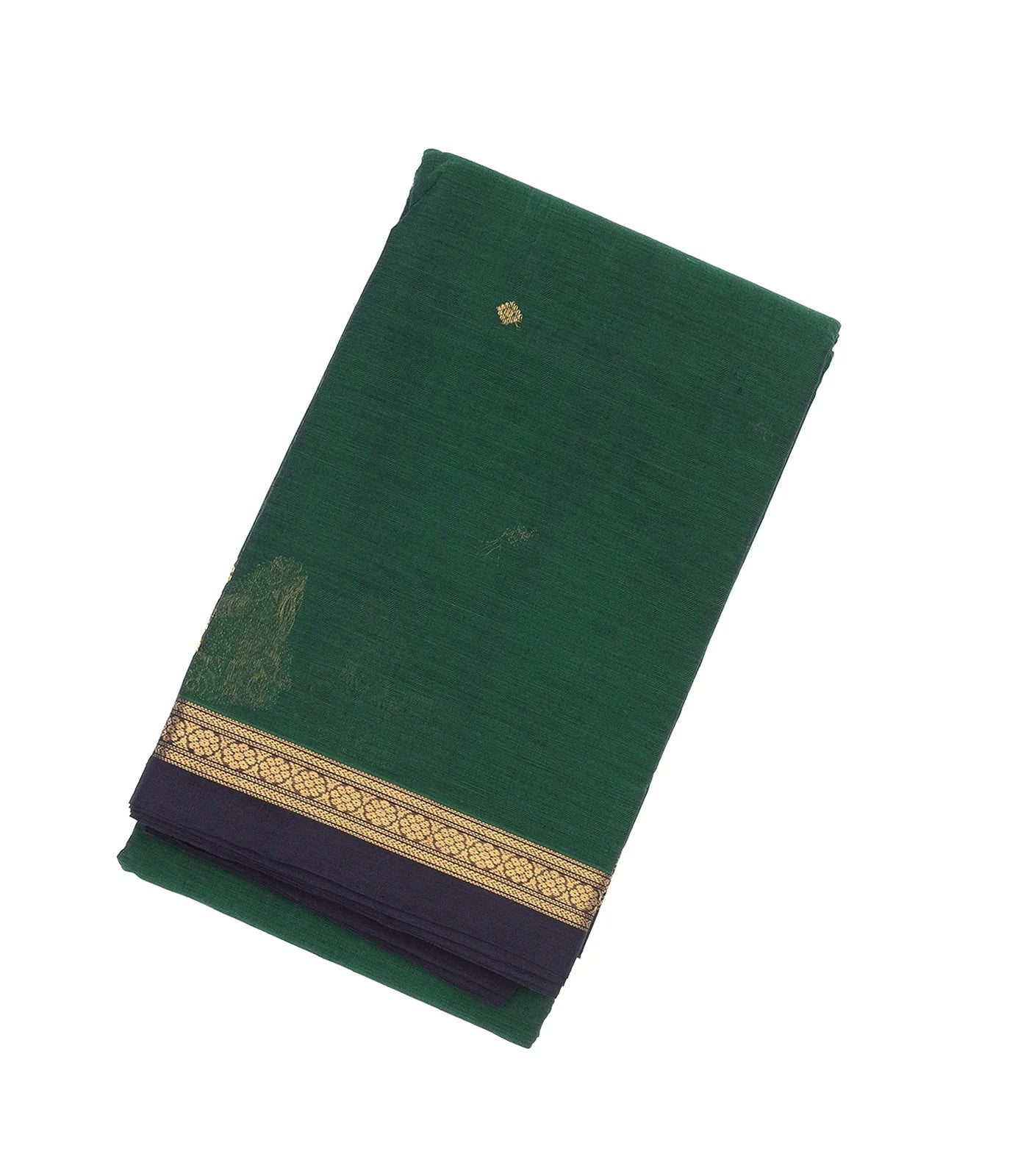 RmKV Bottle Green Handloom Kanchi Cotton Saree With Diamond Buttas