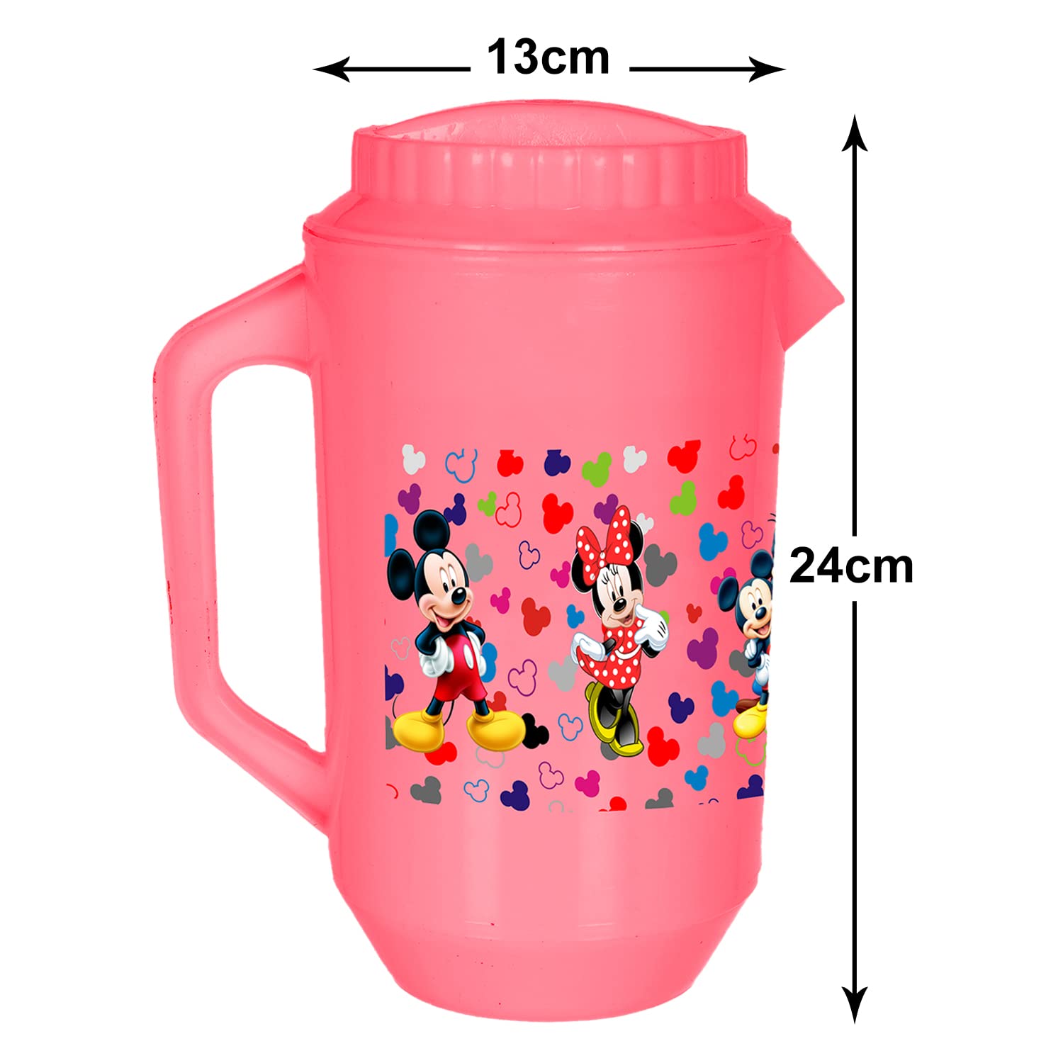 Heart Home Mickey & Friends Print Unbreakable Plastic Water Jug with Lid for Home, Kitchen, Office 2 Liter Pack of 3 (Pink) - view 7