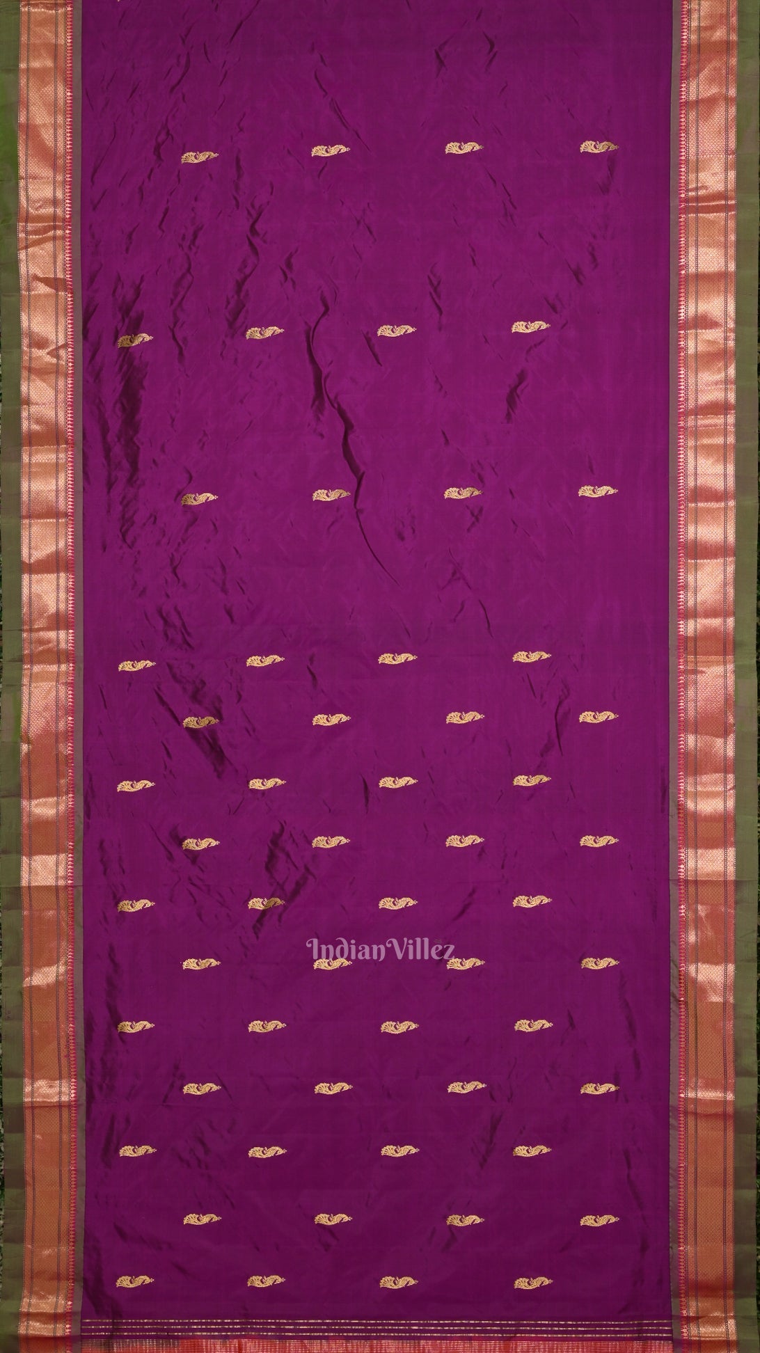 IndianVillèz Purple Peacock Butti Paithani Silk Saree - view 4