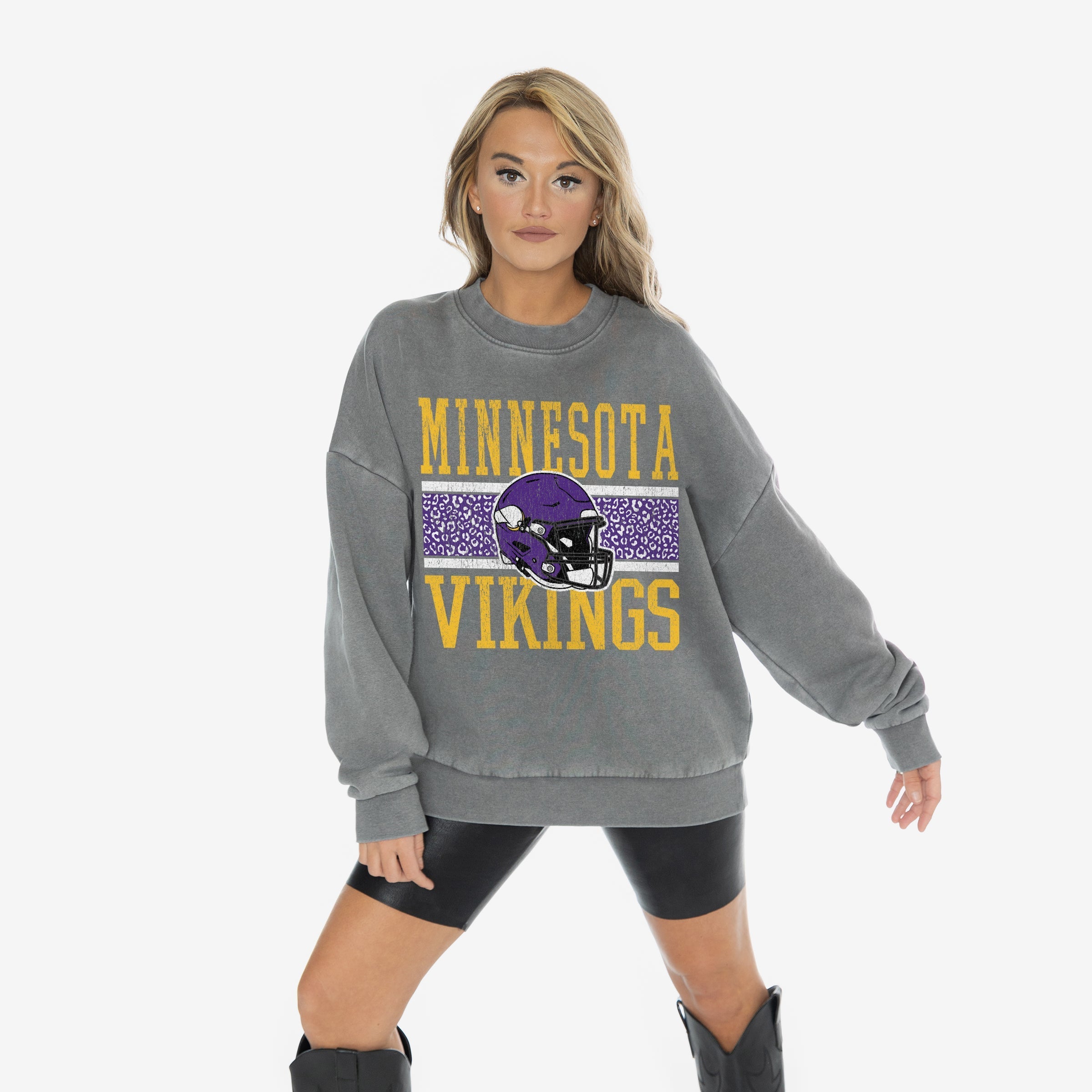 GC X NFL Minnesota Vikings In The Wild Vintage Wash Oversized Crewneck Fleece