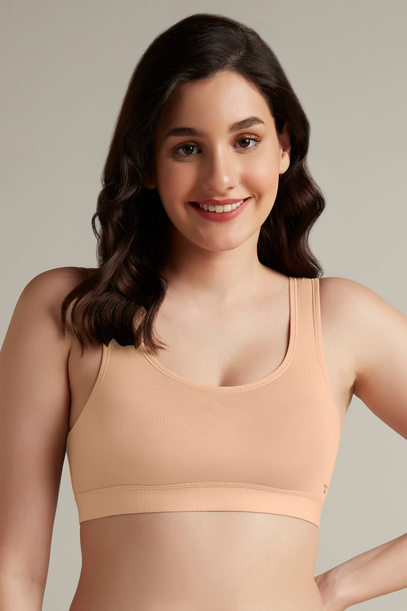 Amante Easy Slip-On Non-Padded Non-Wired Cotton Bra - Sandalwood
