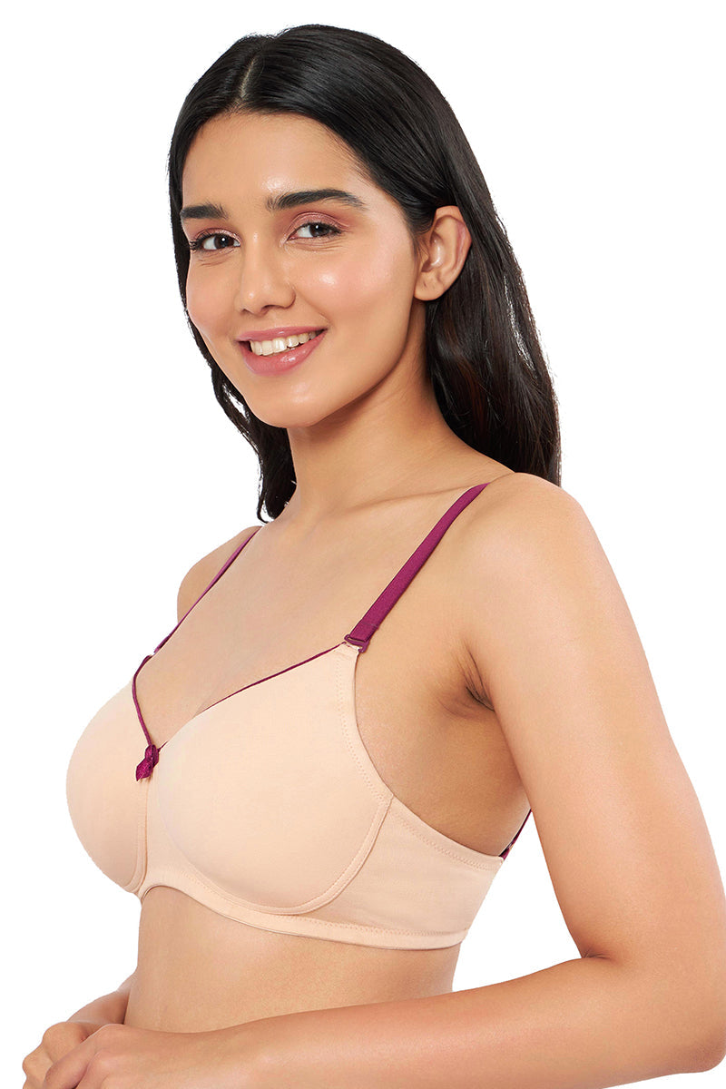 Amante Comfort Dream Padded Non-wired T-shirt Bra - Hazelnut & Plum Caspia - view 3